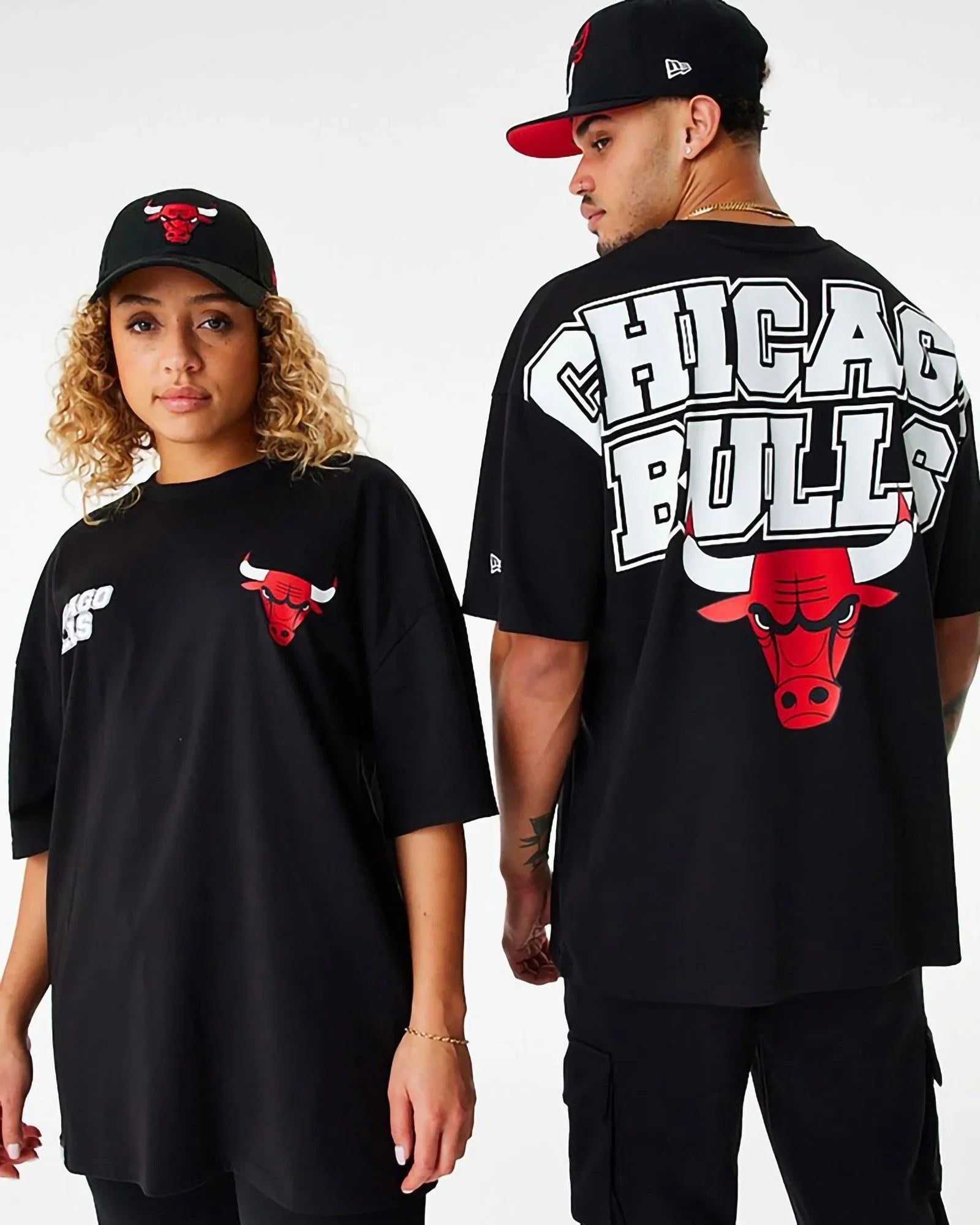 New Era Nba Chicago Bulls Large Graphic Tee Black