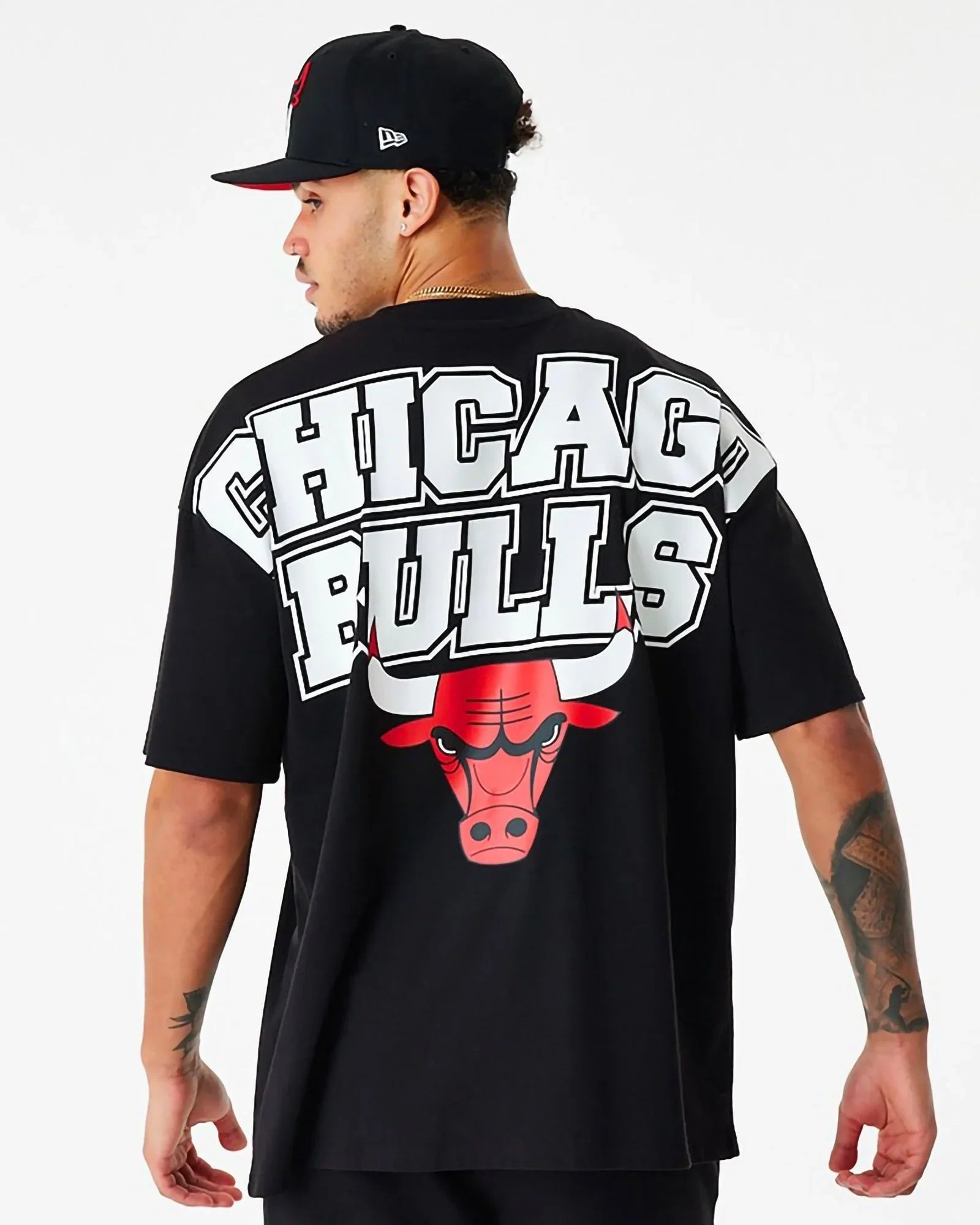 New Era Nba Chicago Bulls Large Graphic Tee Black