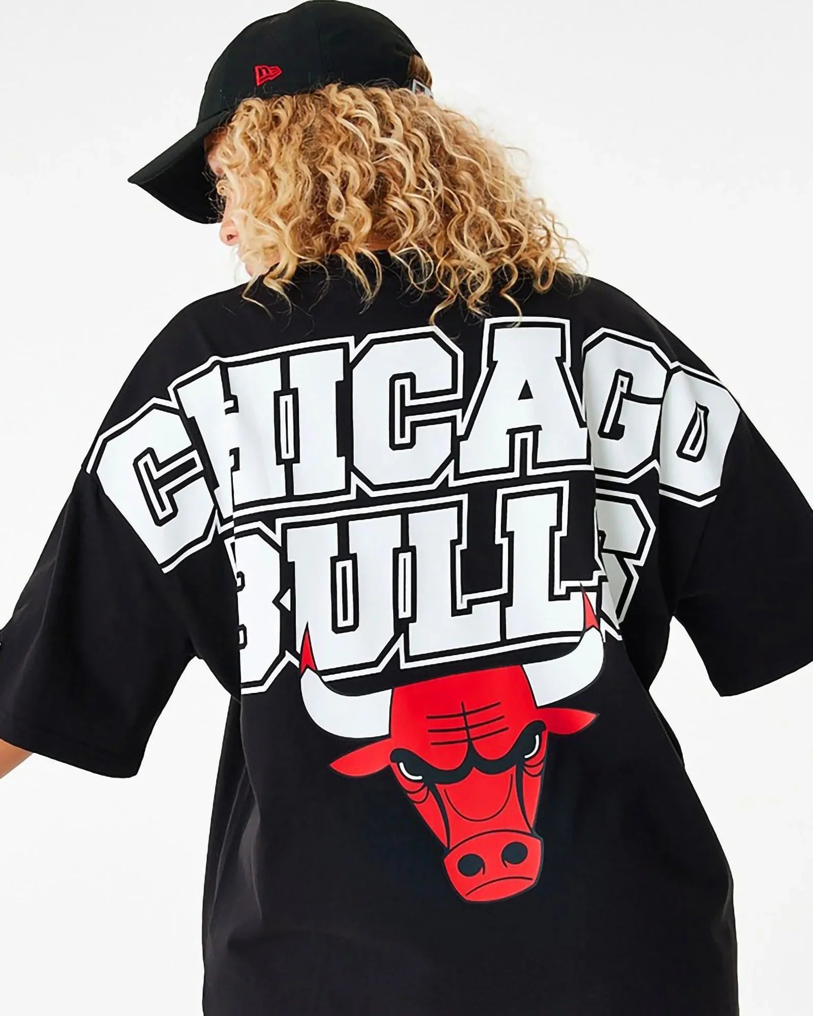 New Era Nba Chicago Bulls Large Graphic Tee Black