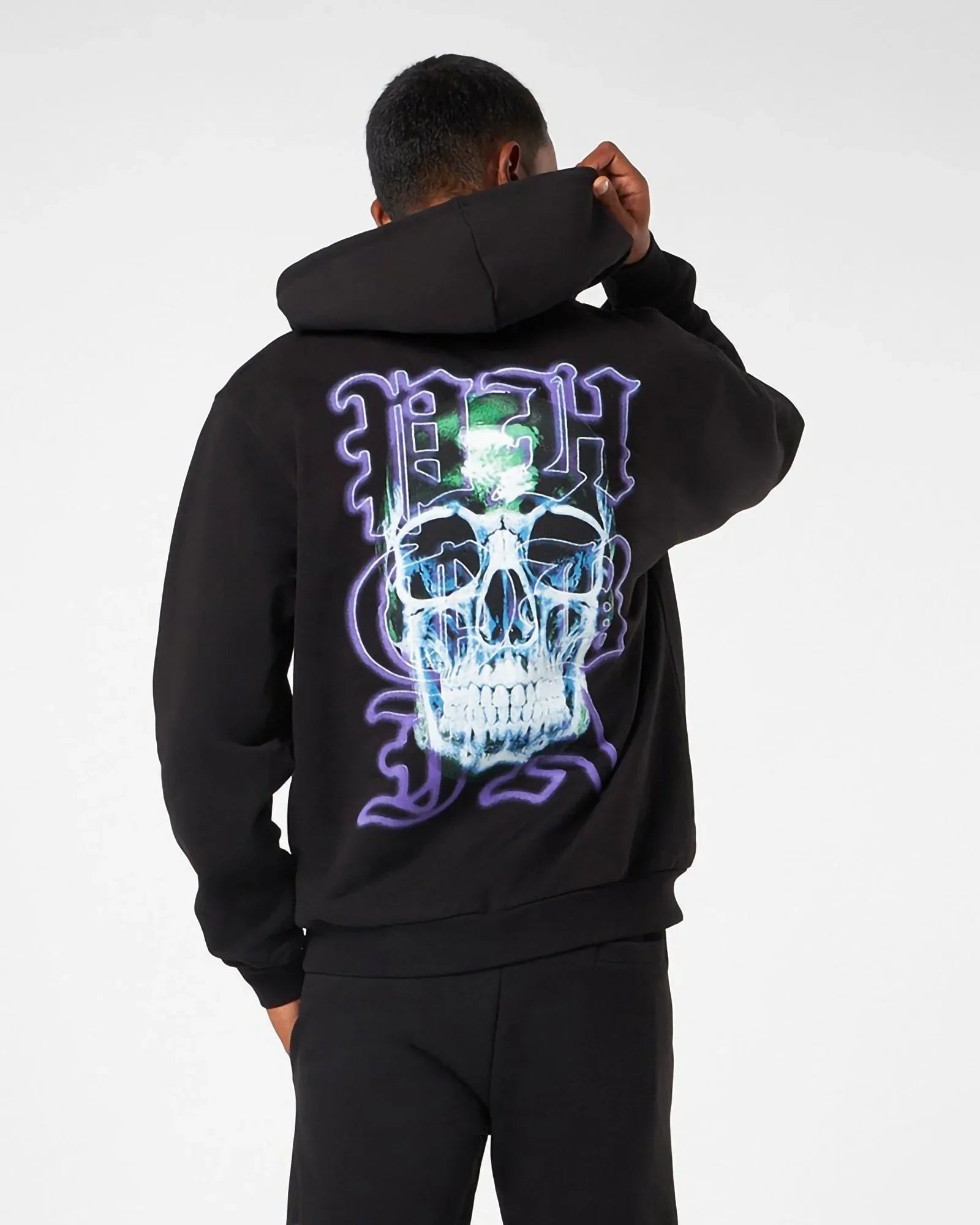 Phobia Black Hoodie With Skull Print