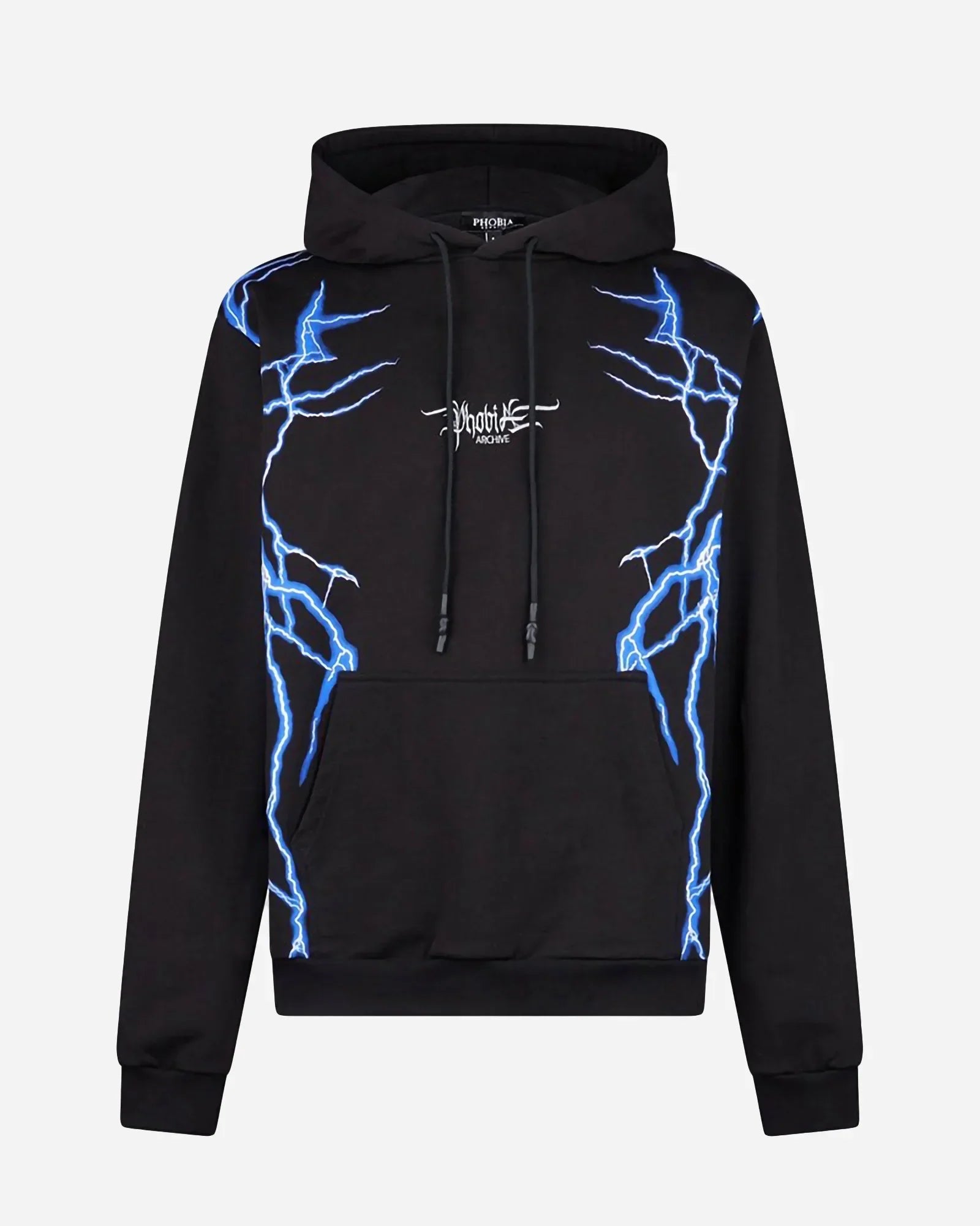 Phobia Black Hoodie Lightning Blue Print