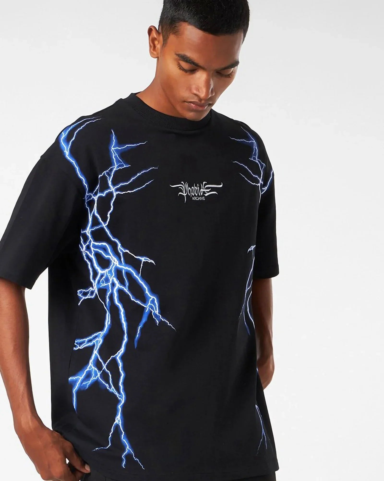 Phobia Black T-shirt With Blue New Lightning