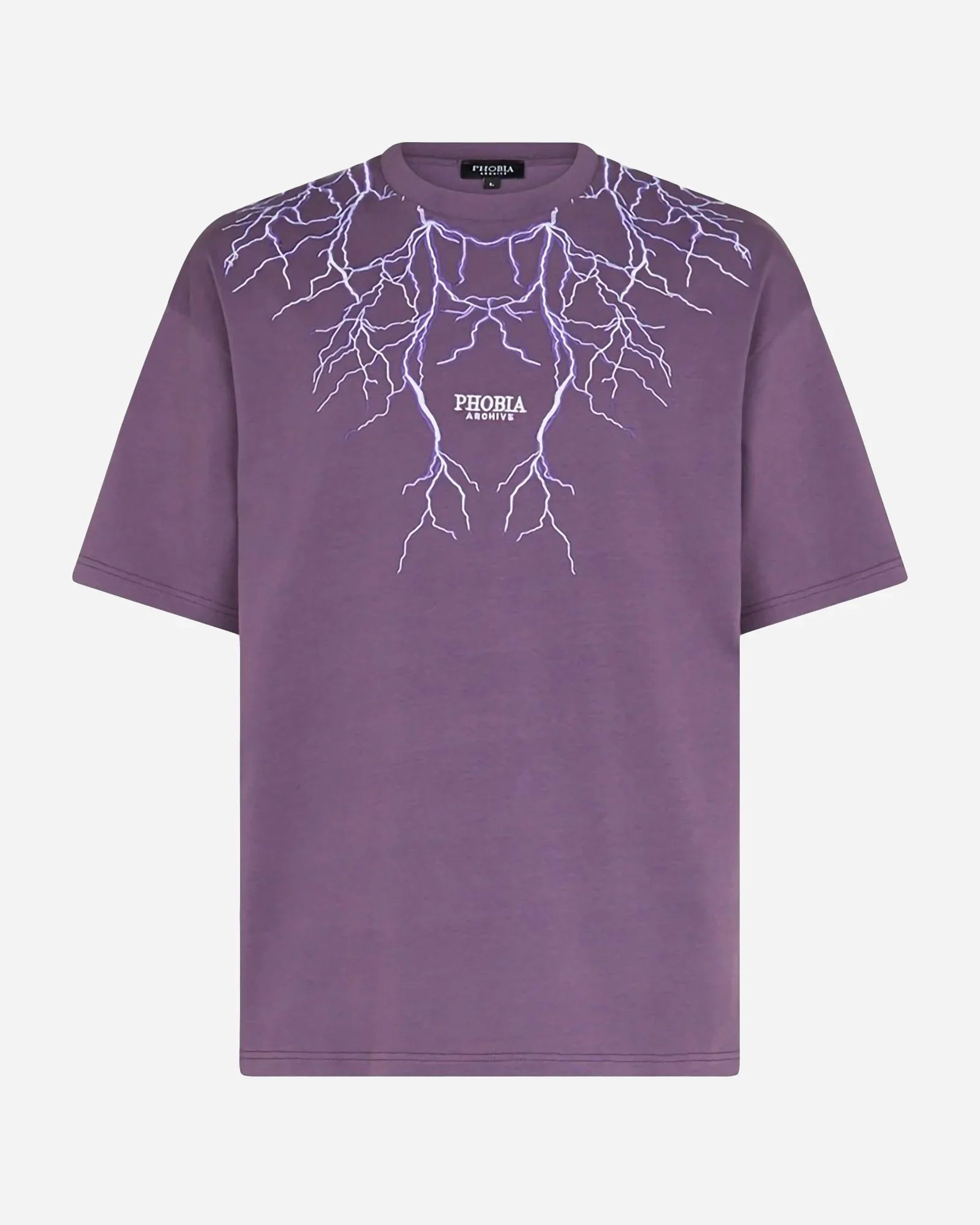 Phobia Purple Lightning Embroidery Purple T-shirt