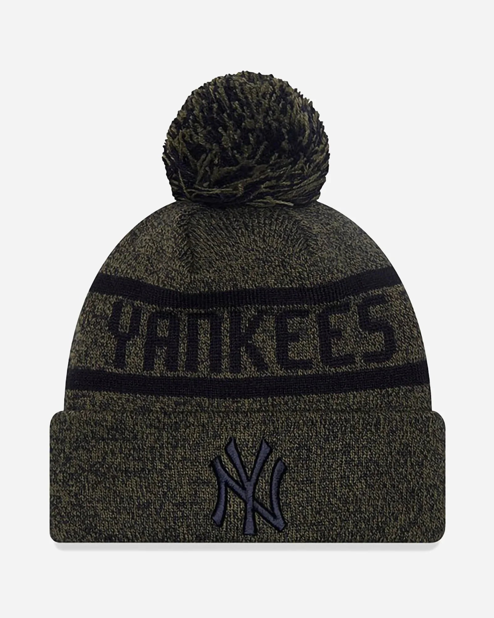 New Era Jake Bobble Cuff Knit Beanie New York Yankees Olive/black