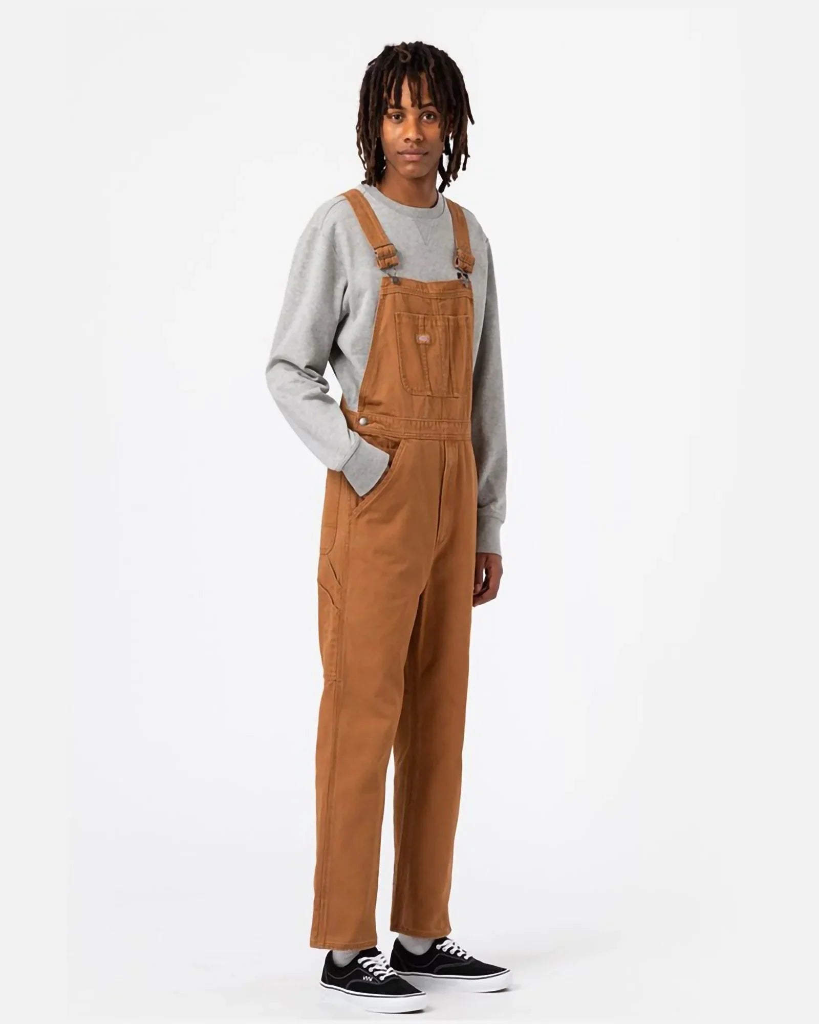 Dickies Duck Canvas Salopette Bib Stone Washed Brown