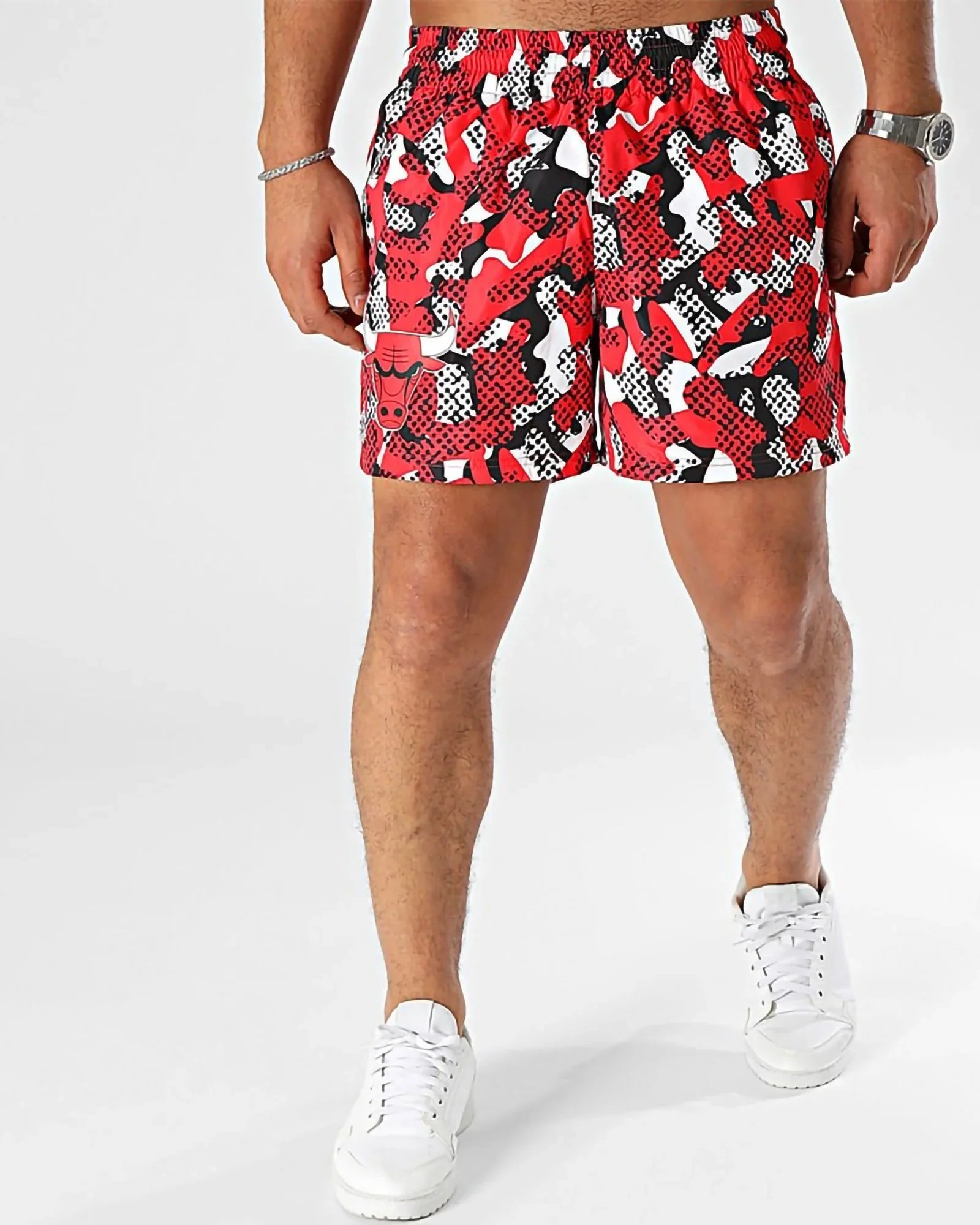 New Era Nba Chicago Bulls Shorts All Over Print Red