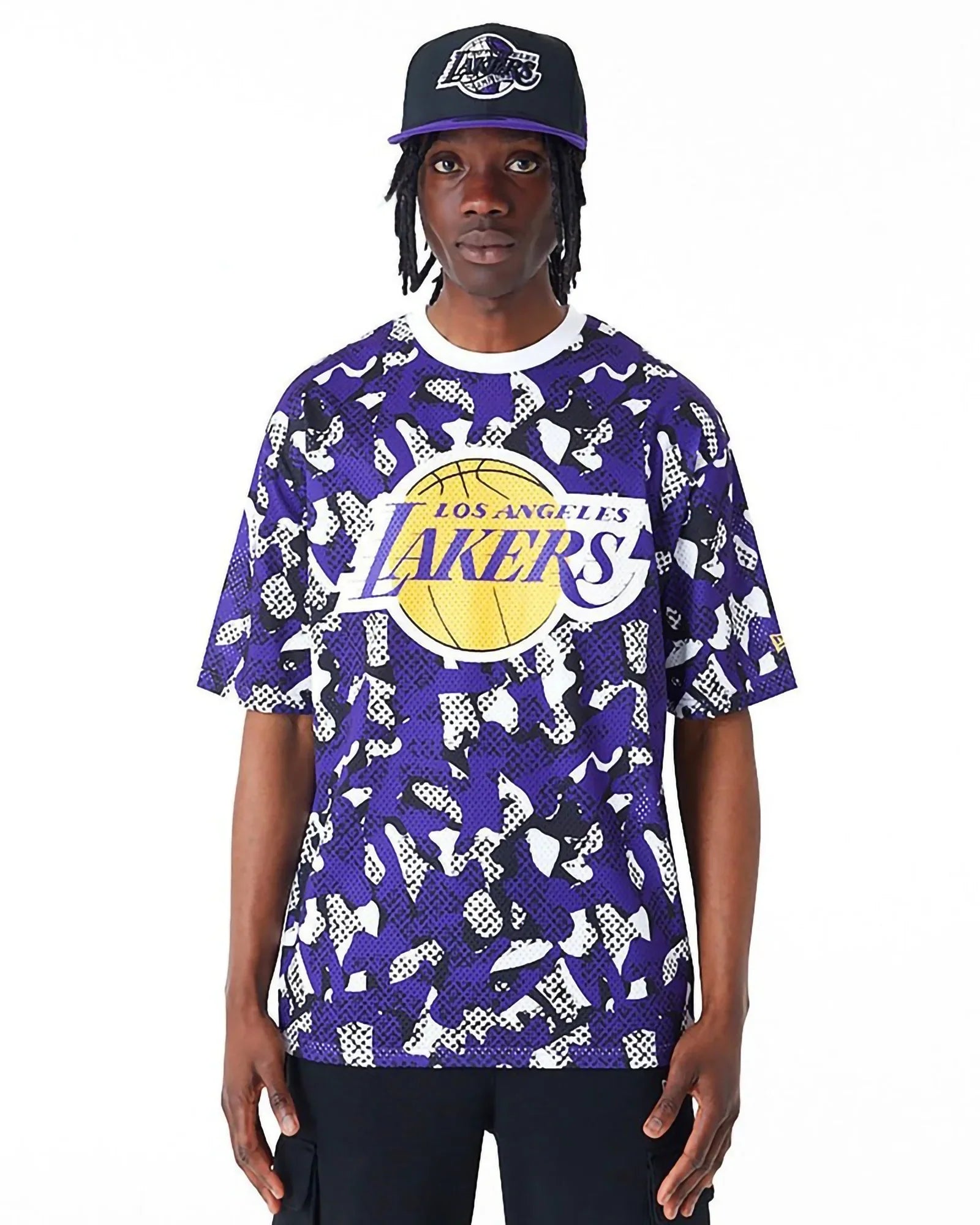 New Era Nba La Lakers T-shirt Oversize All Over Print Mesh Viola