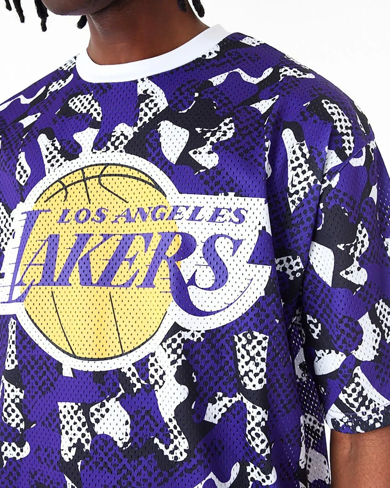 New Era Nba La Lakers T-shirt Oversize All Over Print Mesh Viola