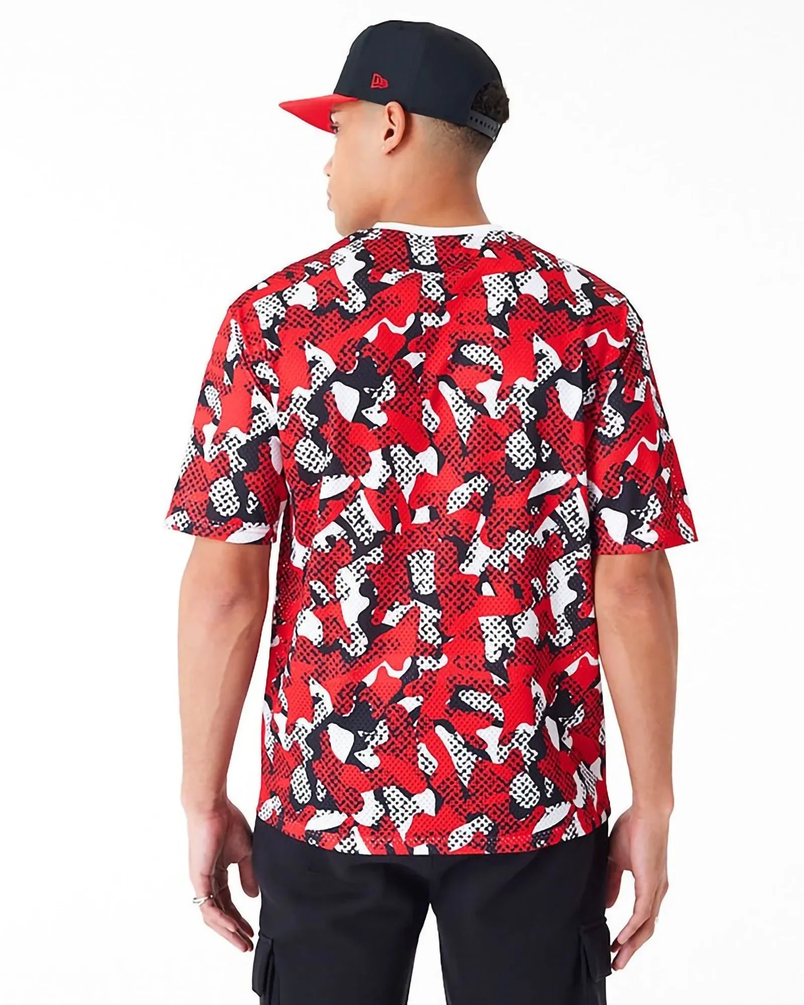 New Era Nba Chicago Bulls T-shirt Oversize All Over Print Mesh Red