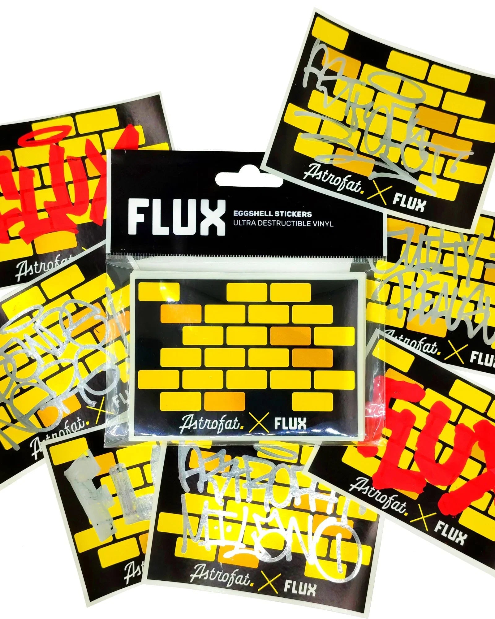 Flux X Astrofat Eggshell Sticker 50pz Bricks Black / Yellow