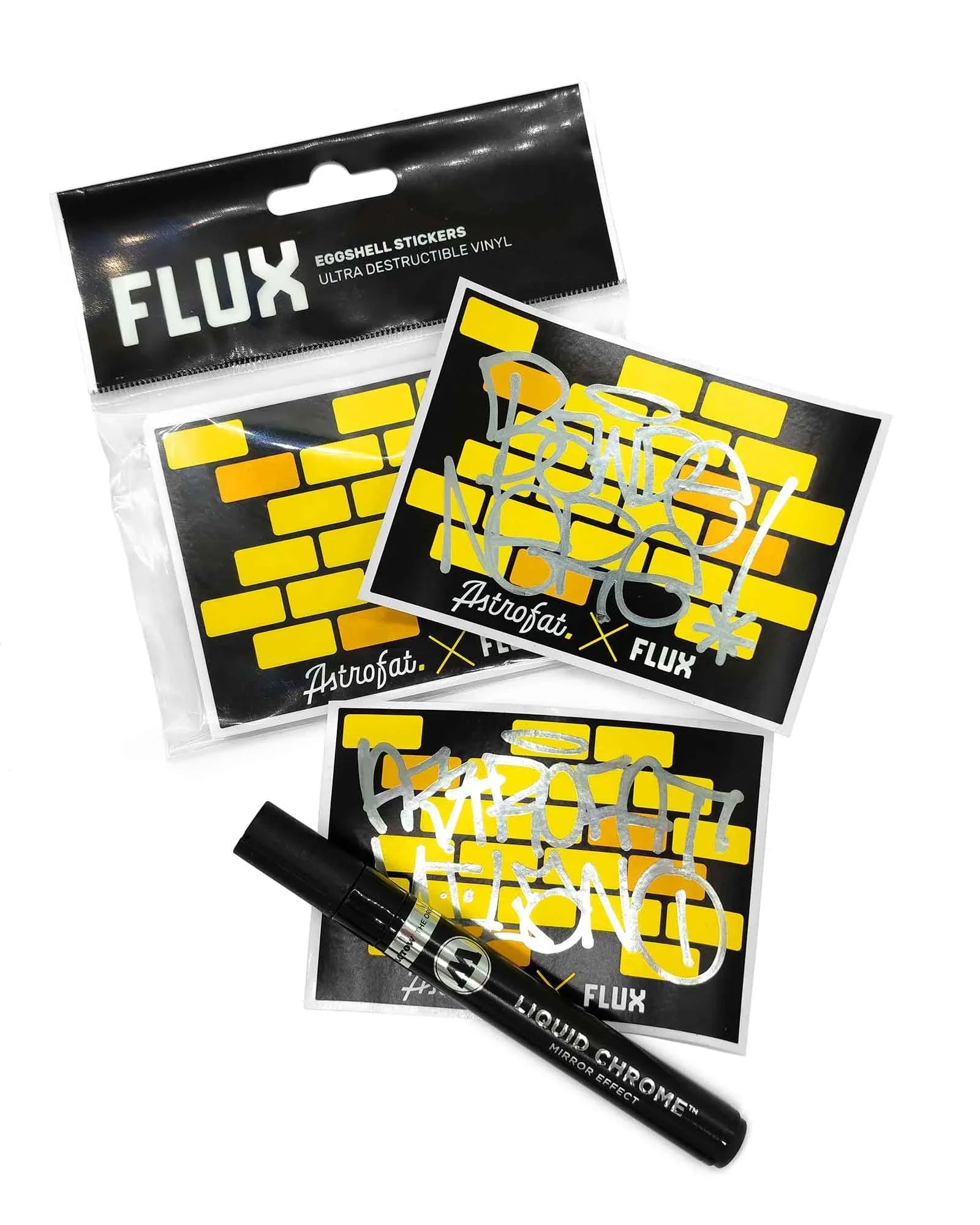 Flux X Astrofat Eggshell Sticker 50pz Bricks Black / Yellow