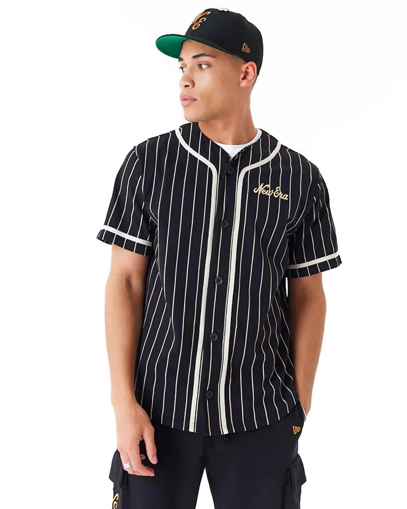 New Era Camicia Gessata Pinstripe Black