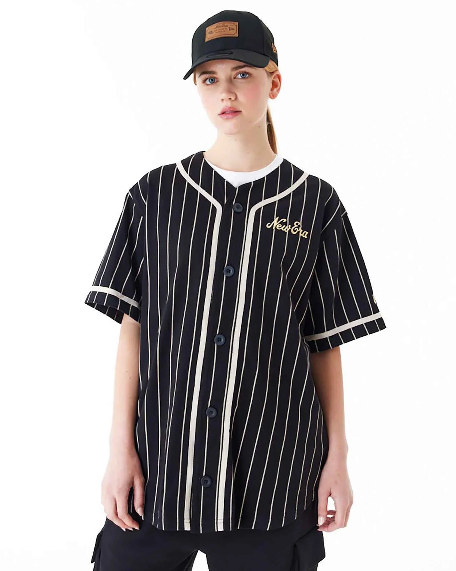 New Era Camicia Gessata Pinstripe Black