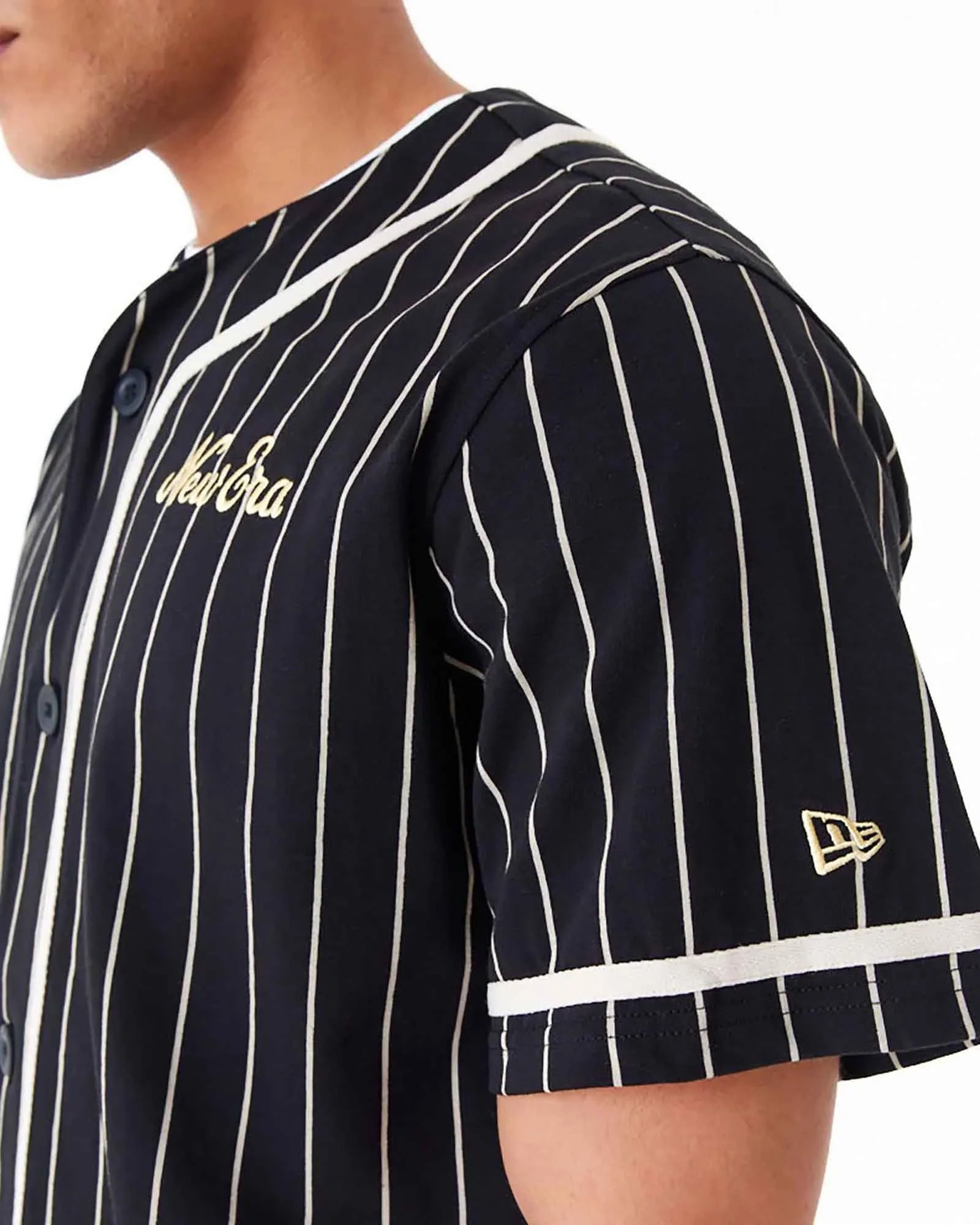 New Era Camicia Gessata Pinstripe Black