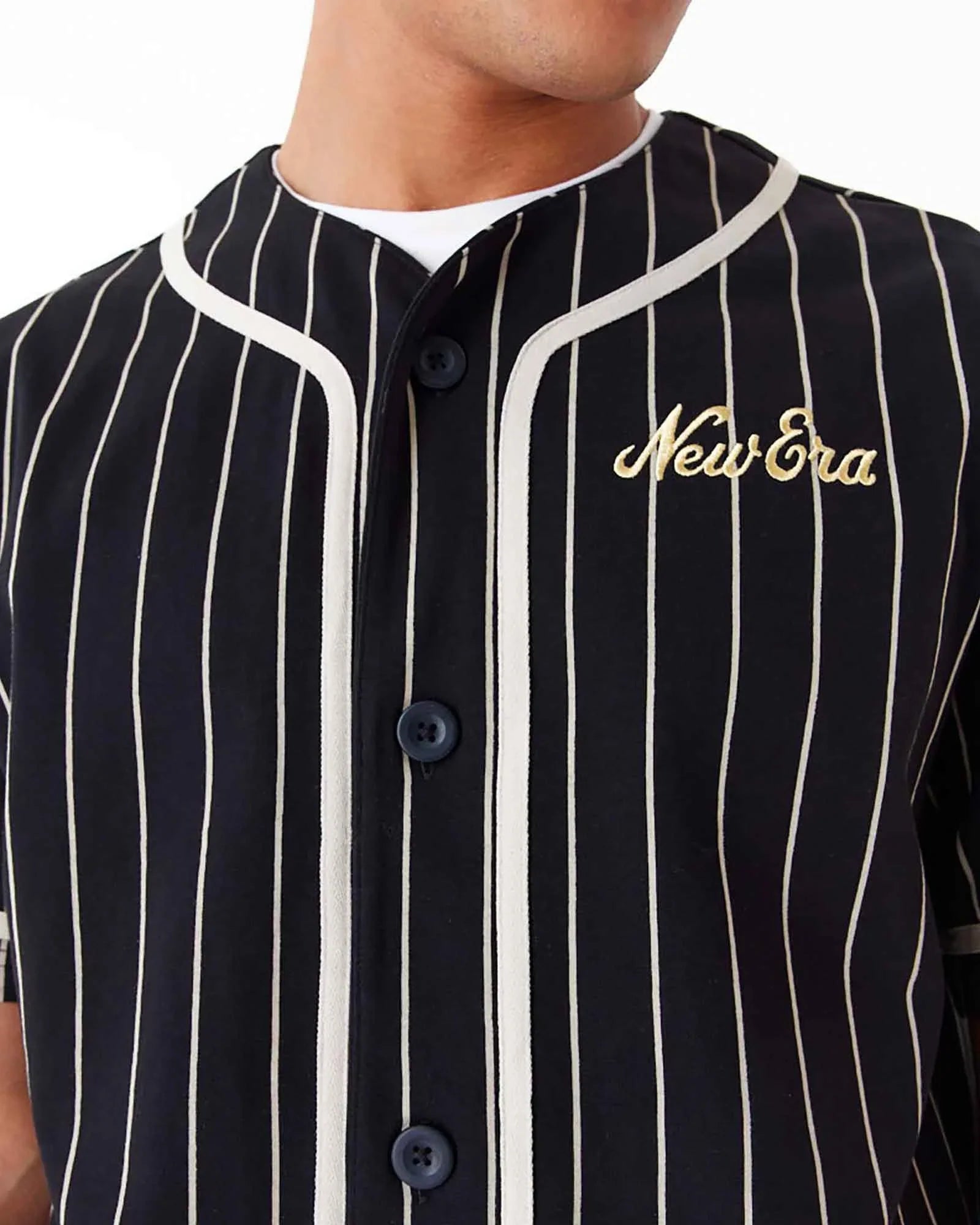 New Era Camicia Gessata Pinstripe Black