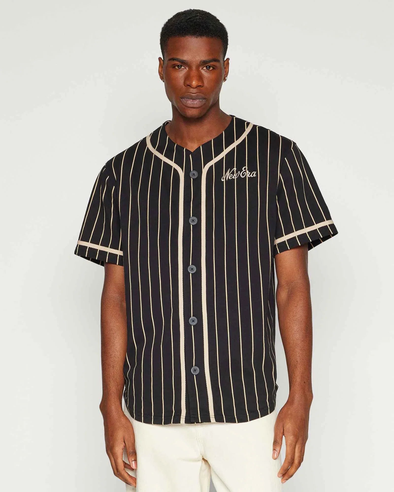 New Era Camicia Gessata Pinstripe Black