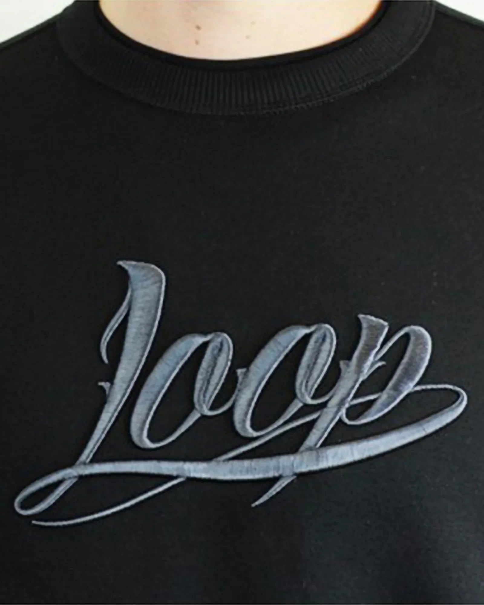 Loop X Wrung Crewneck Logo Black