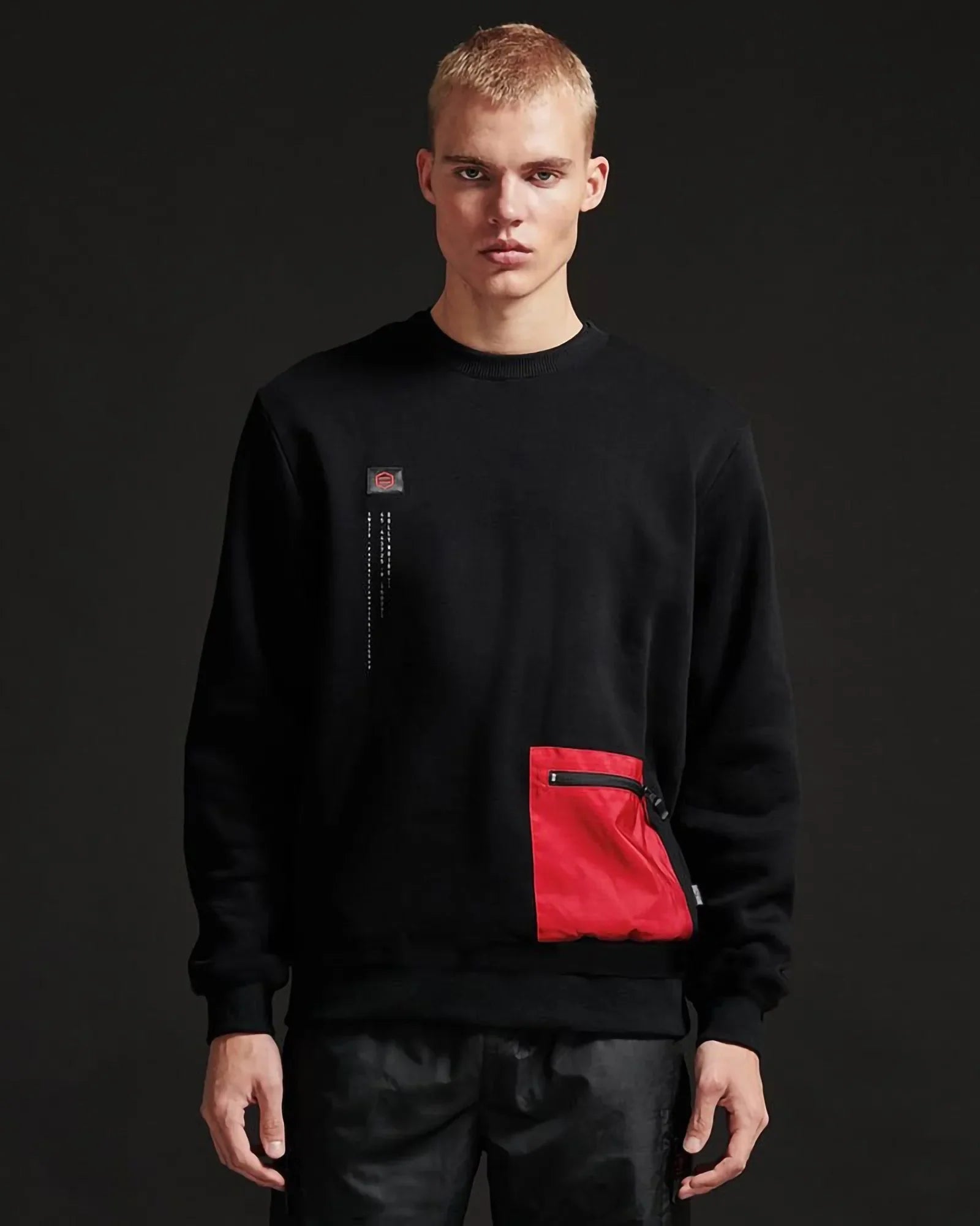 Dolly Noire Pocket Crewneck Black & Red