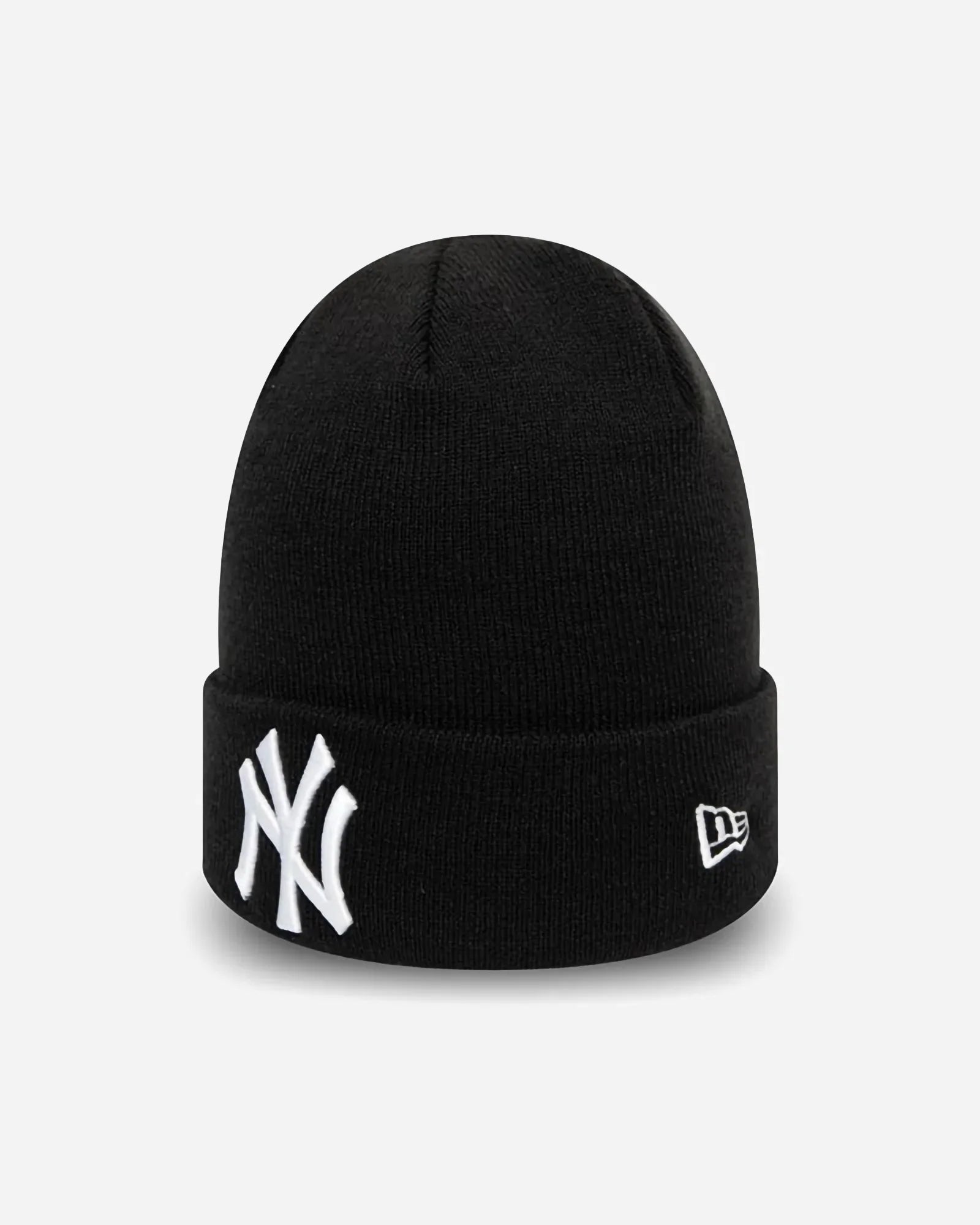 New Era League Essentials New York Yankees Cuff Knit Beanie Black And White