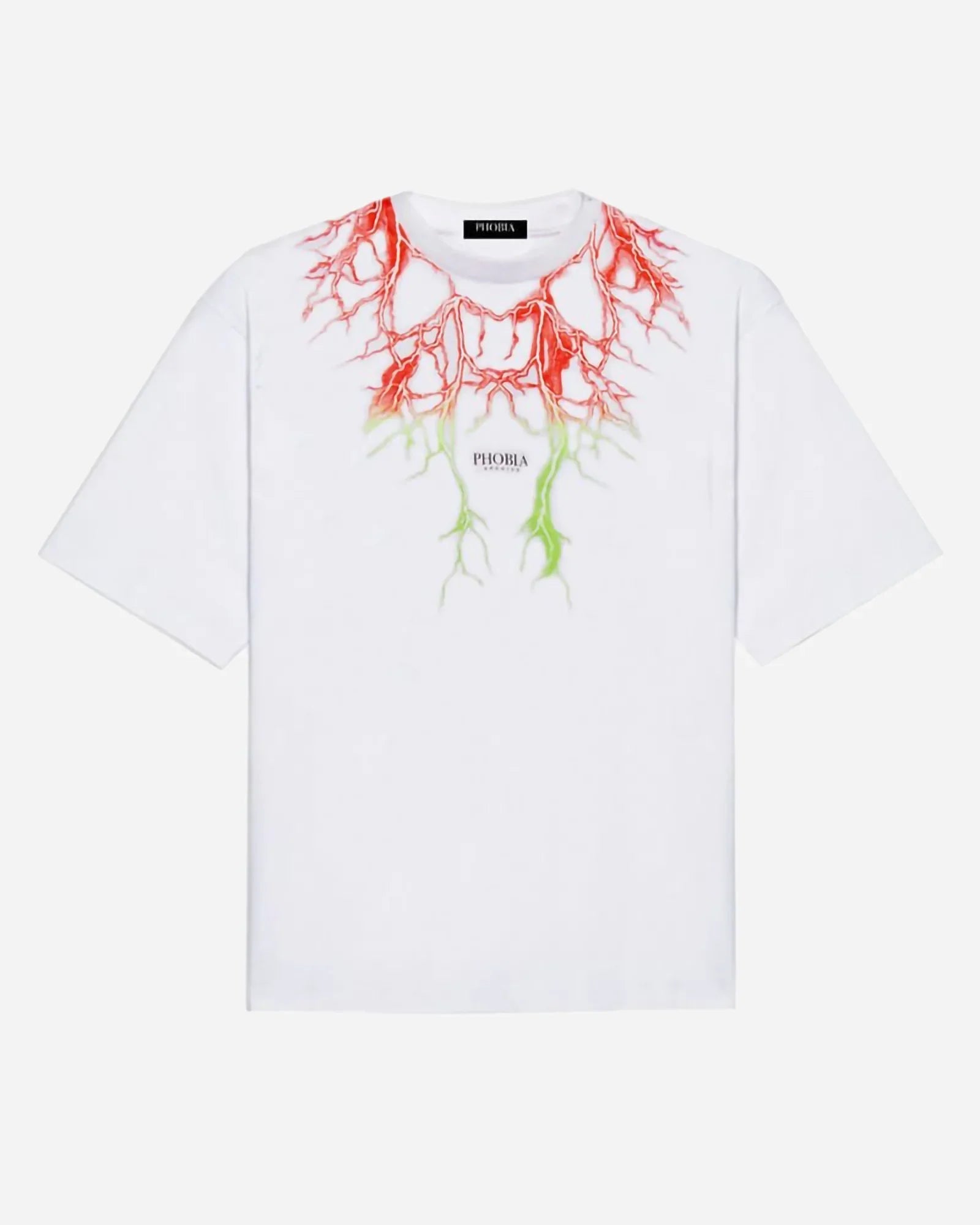 Phobia Red And Green Lightning White Tee