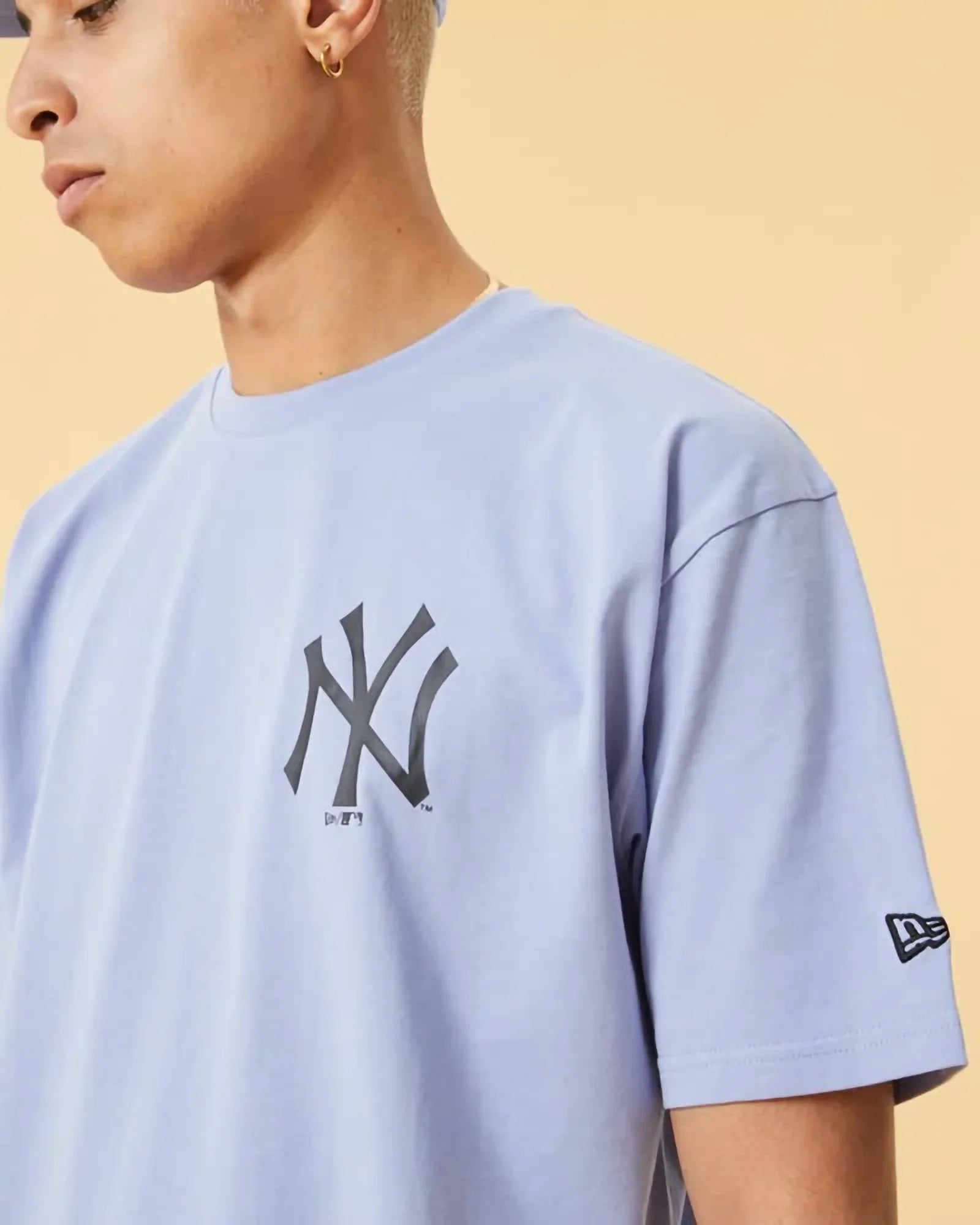 New Era Mlb Ny Yankees Logo Oversize Tee Black