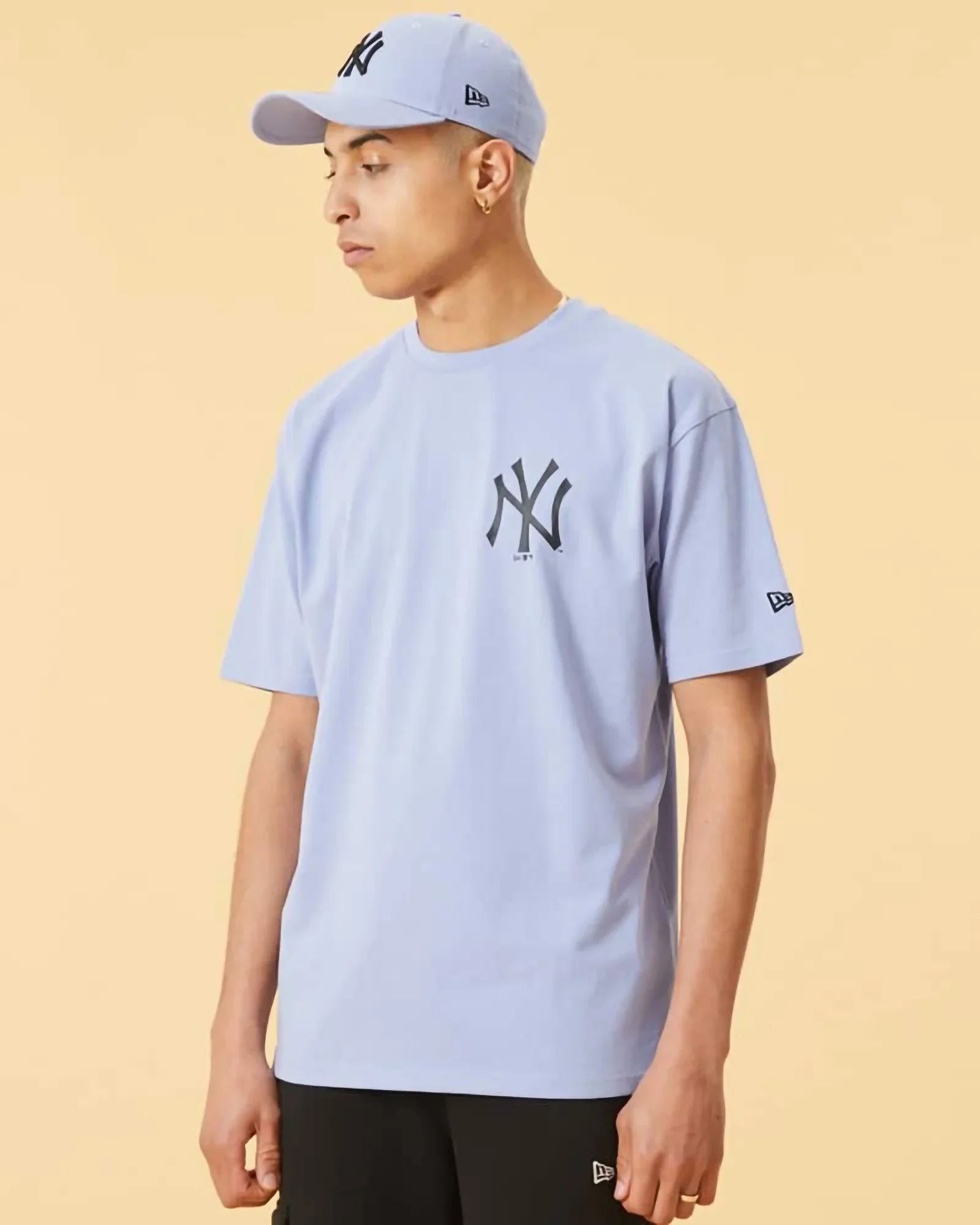 New Era Mlb Ny Yankees Logo Oversize Tee Black