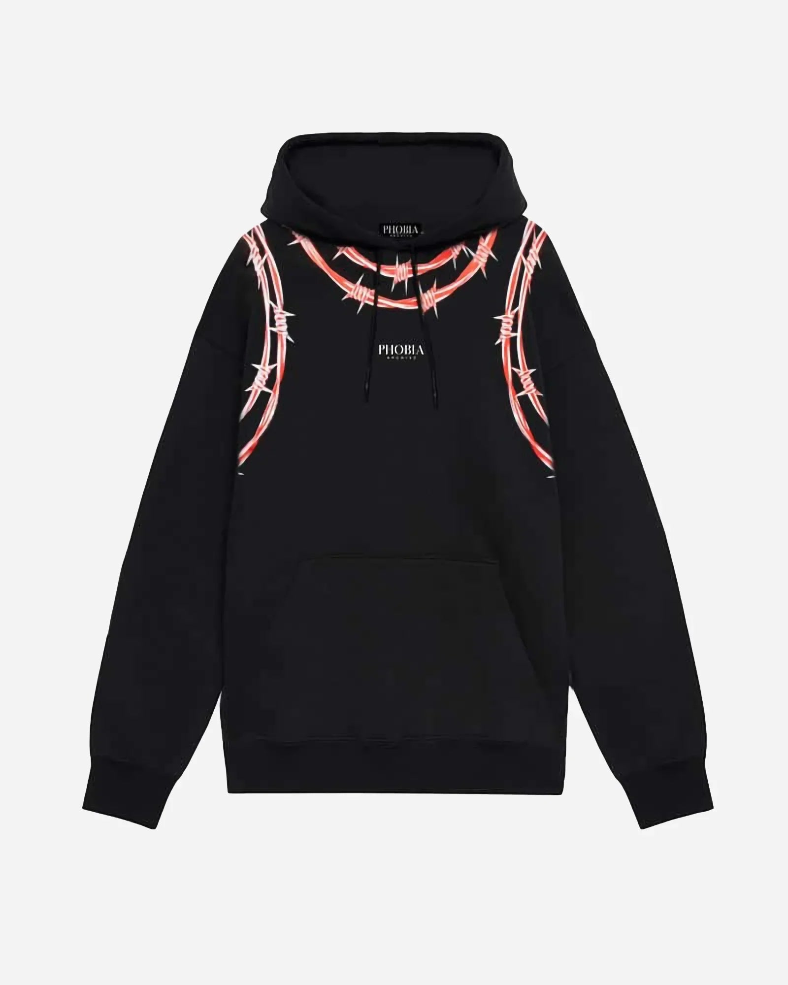 Phobia Red Barbed Wire Black Hoodie