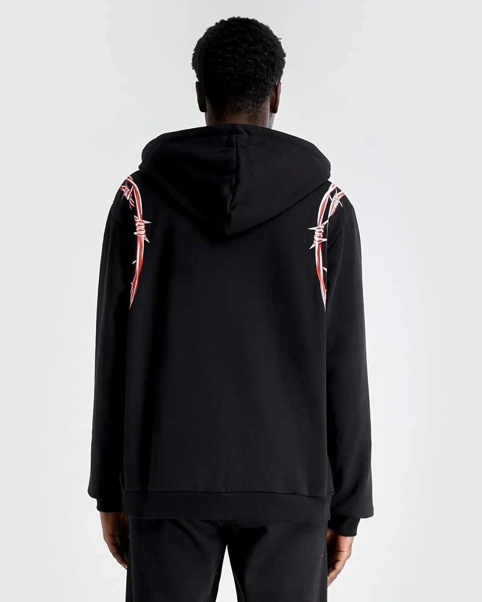 Phobia Red Barbed Wire Black Hoodie