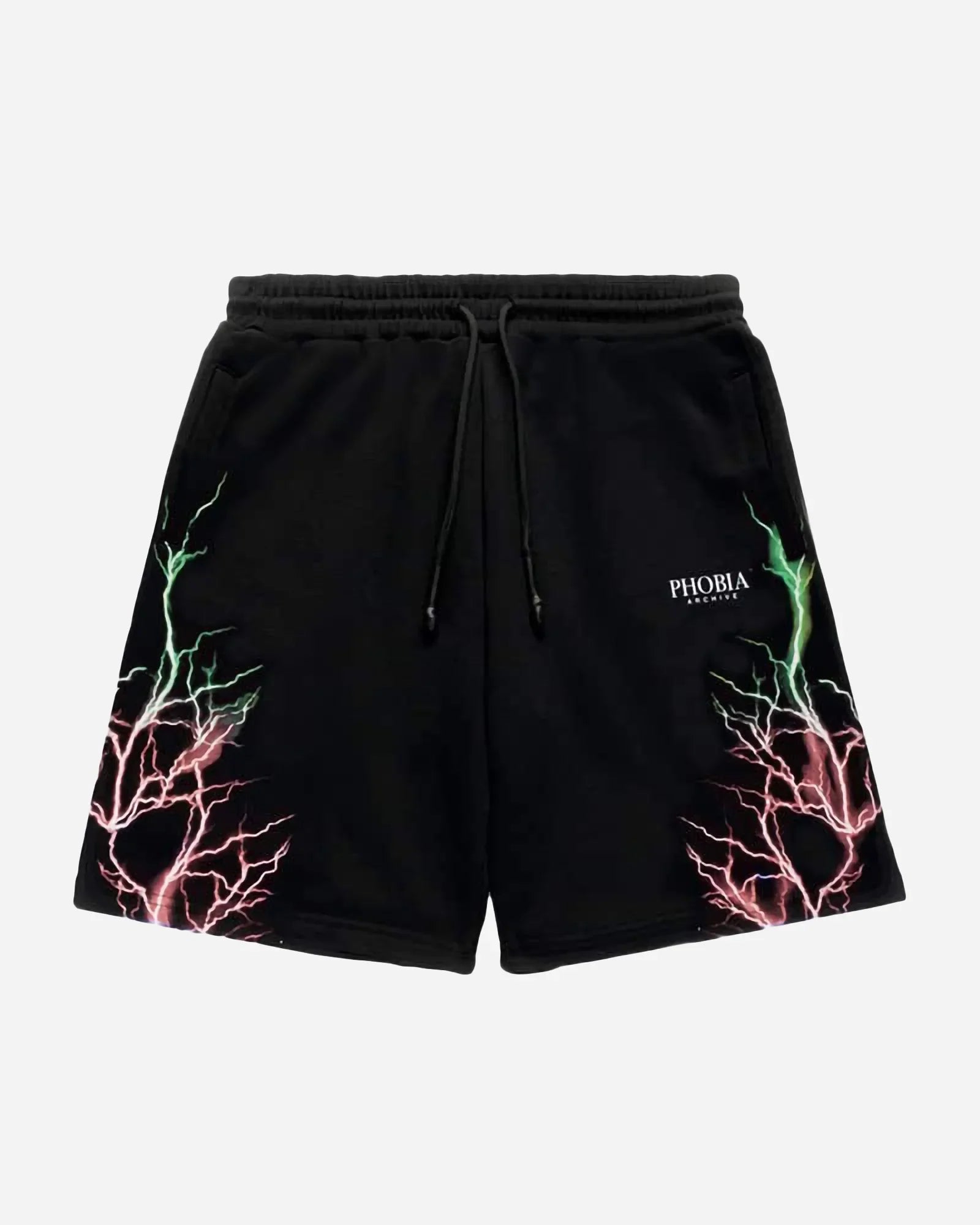 Phobia Red And Green Lightning Black Shorts