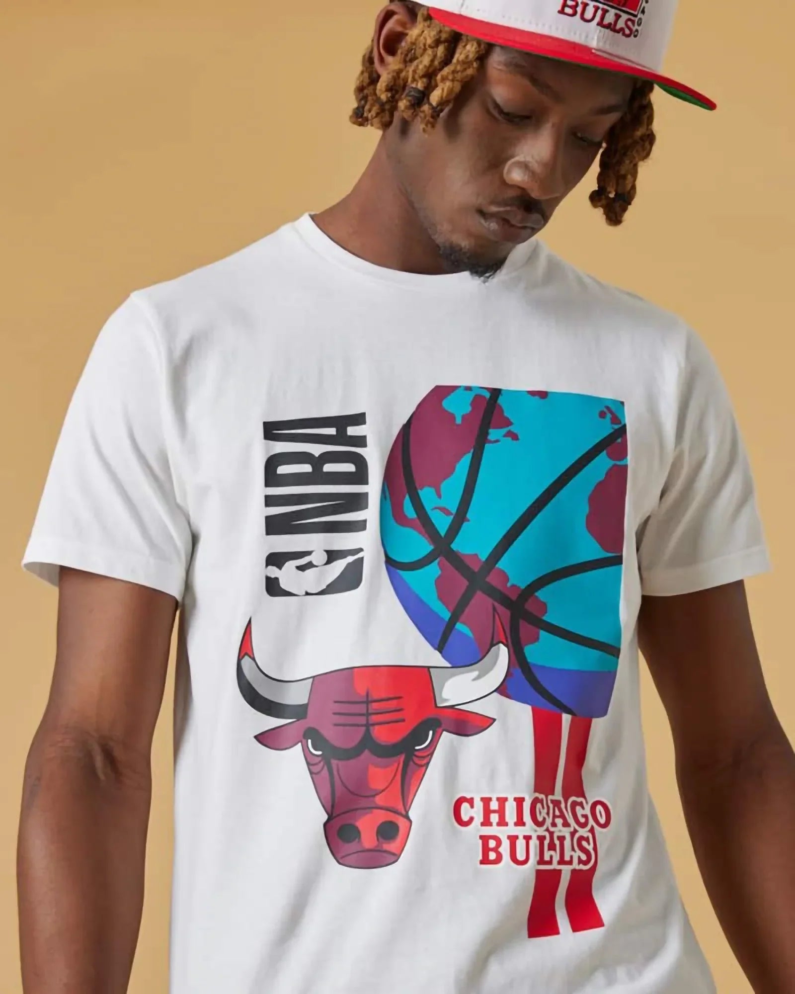 New Era Nba Chicago Bulls Globe T-shirt White