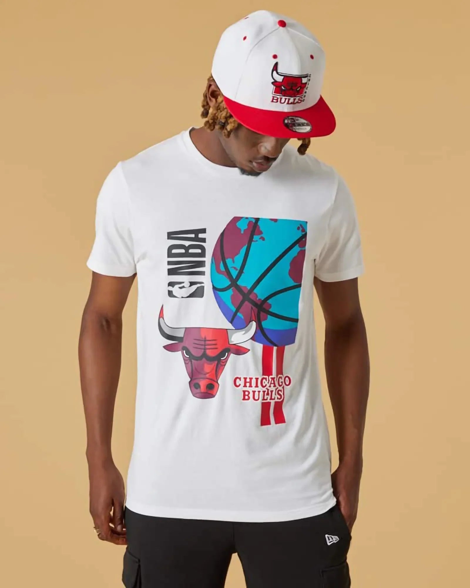 New Era Nba Chicago Bulls Globe T-shirt White