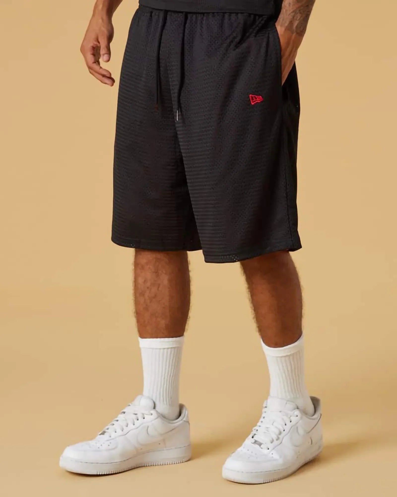 New Era Color Mesh Shorts Black-red