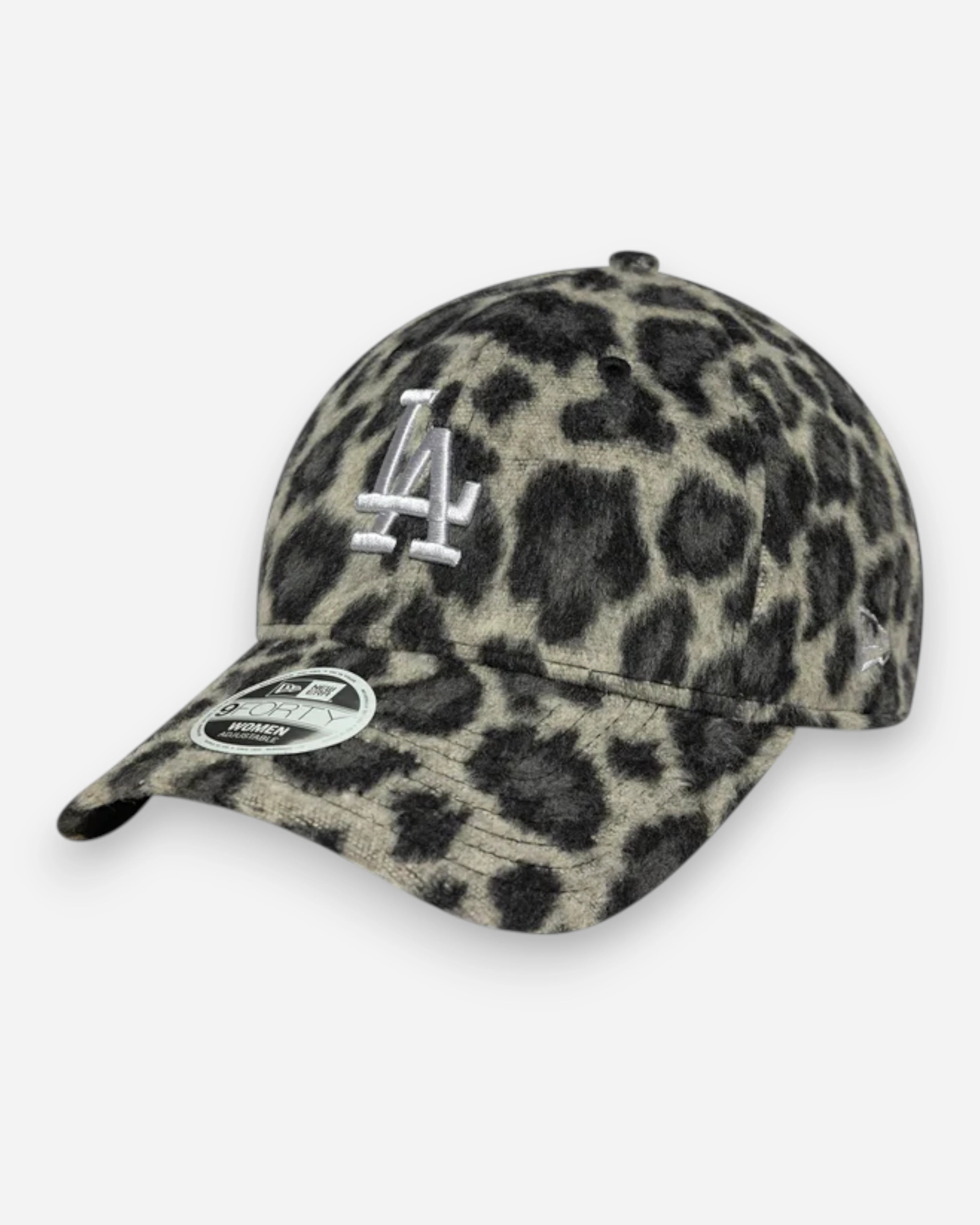 9FORTY Womens MLB Los Angeles Dodgers Adjustable Cosy Animal Leopard Grey