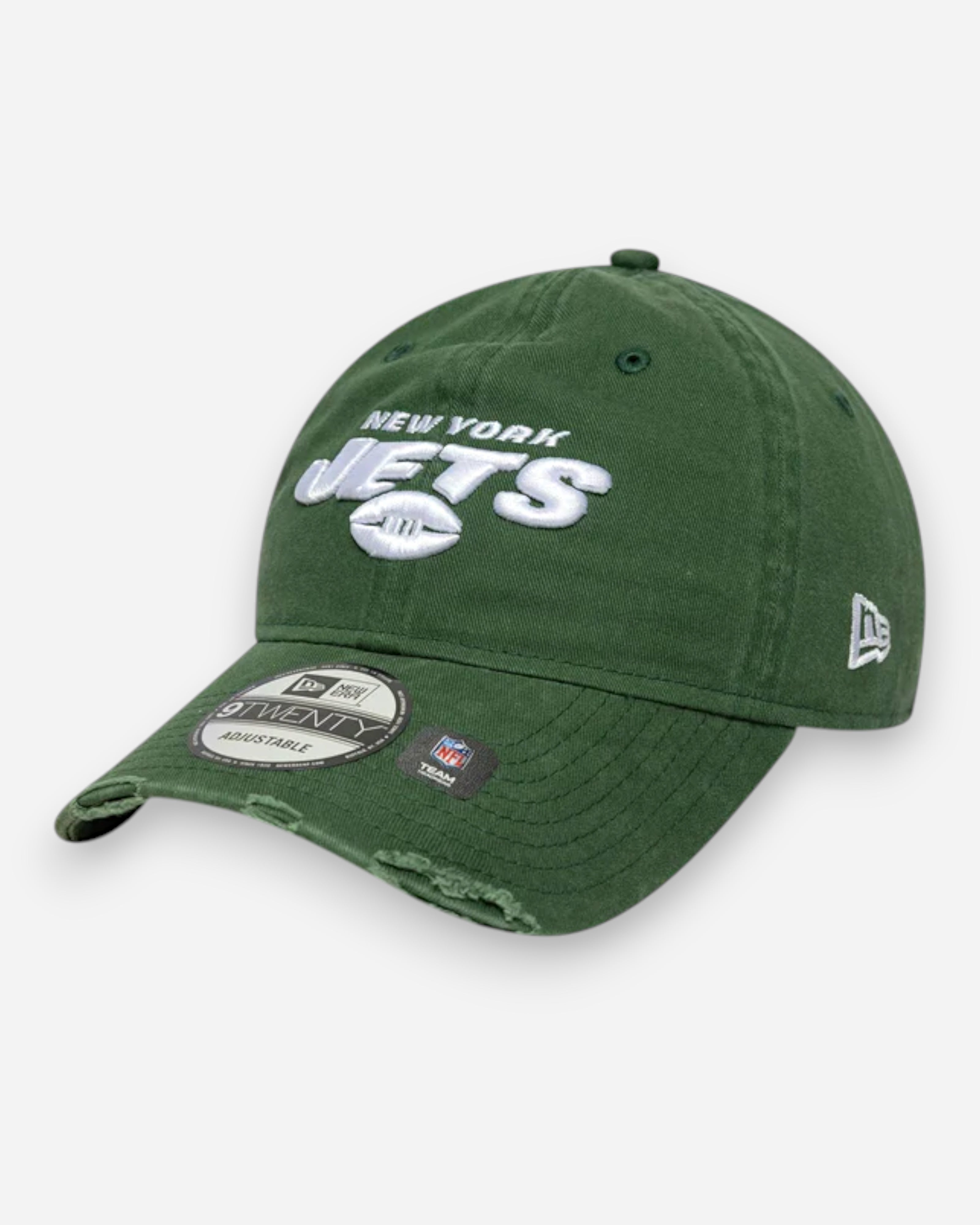 9TWENTY New York Jets NFL Washed Distressed Adjustable Cap Dark Green