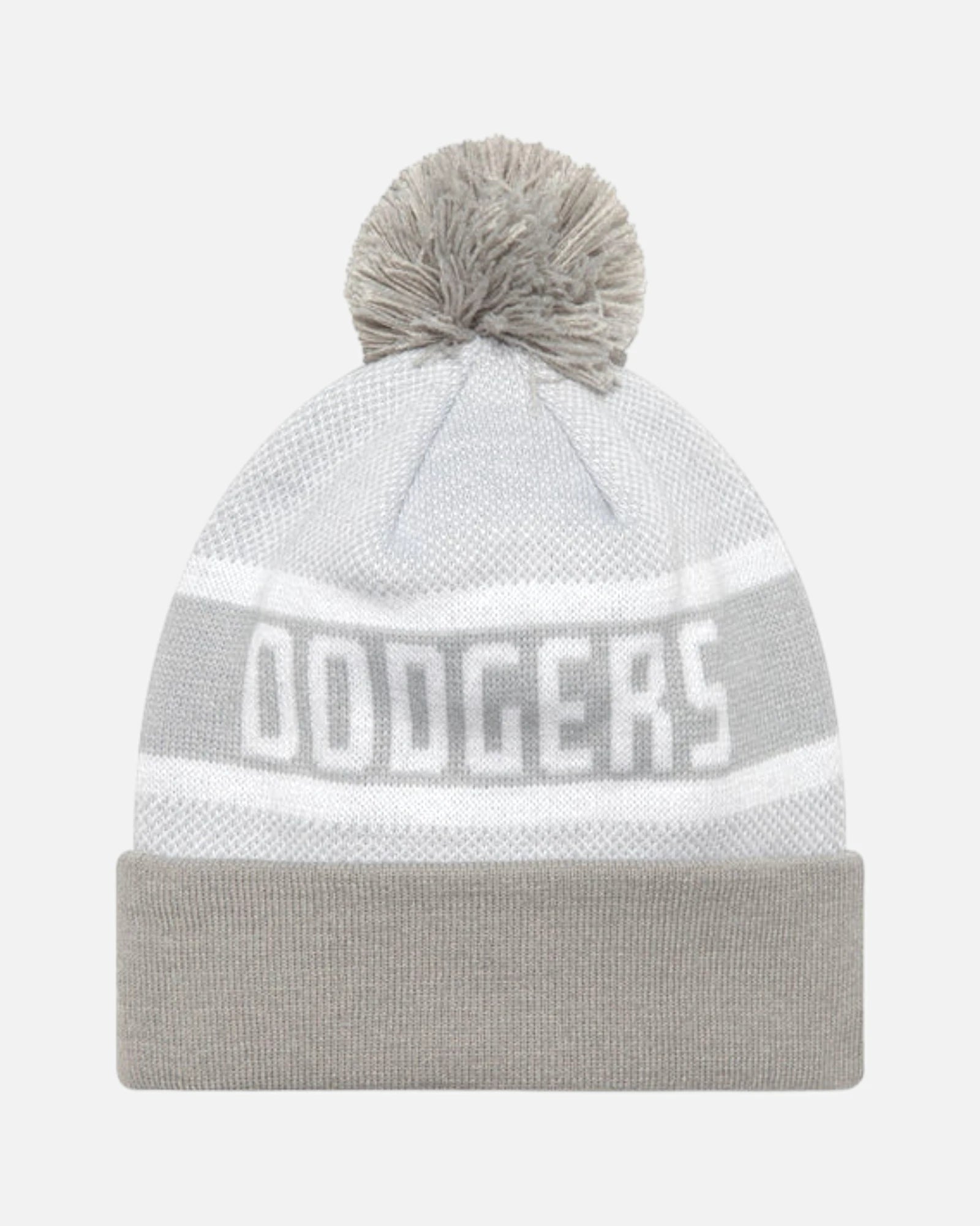 LA Dodgers Pom Pom Knit Beanie Grey / White