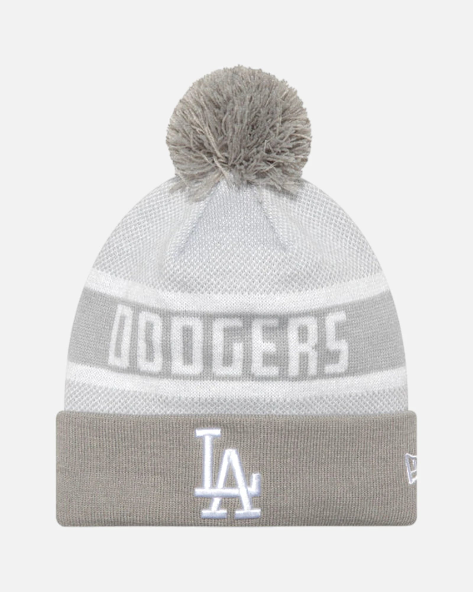 LA Dodgers Pom Pom Knit Beanie Grey / White