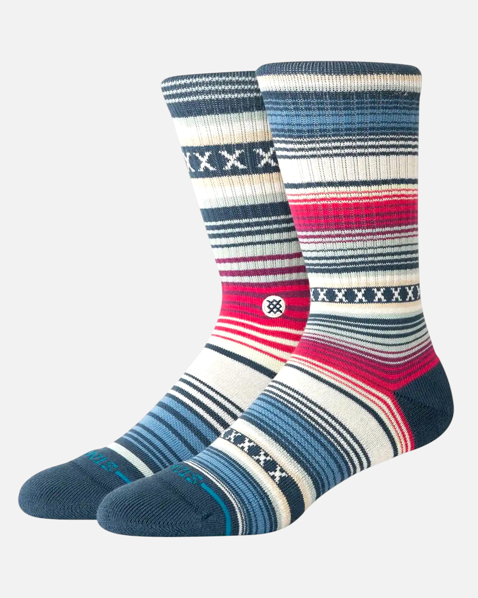 Curren Striped Crew Socks Navy