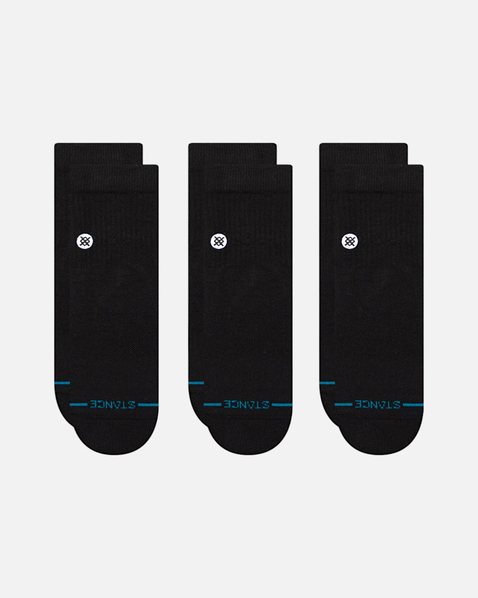 Icon Quarter Socks 3 Pack Black