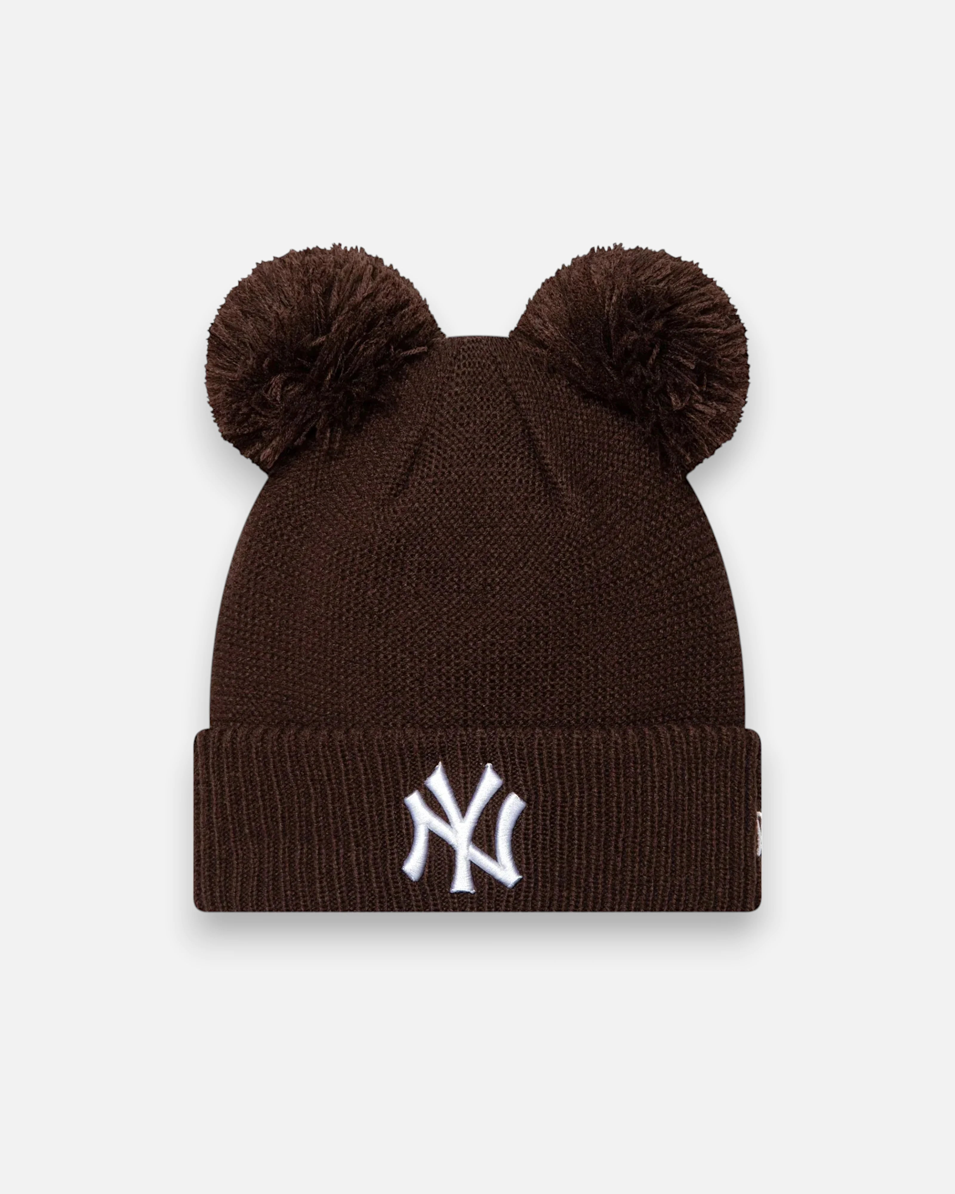 New York Yankees Womens Double Pom Knit Dark Brown