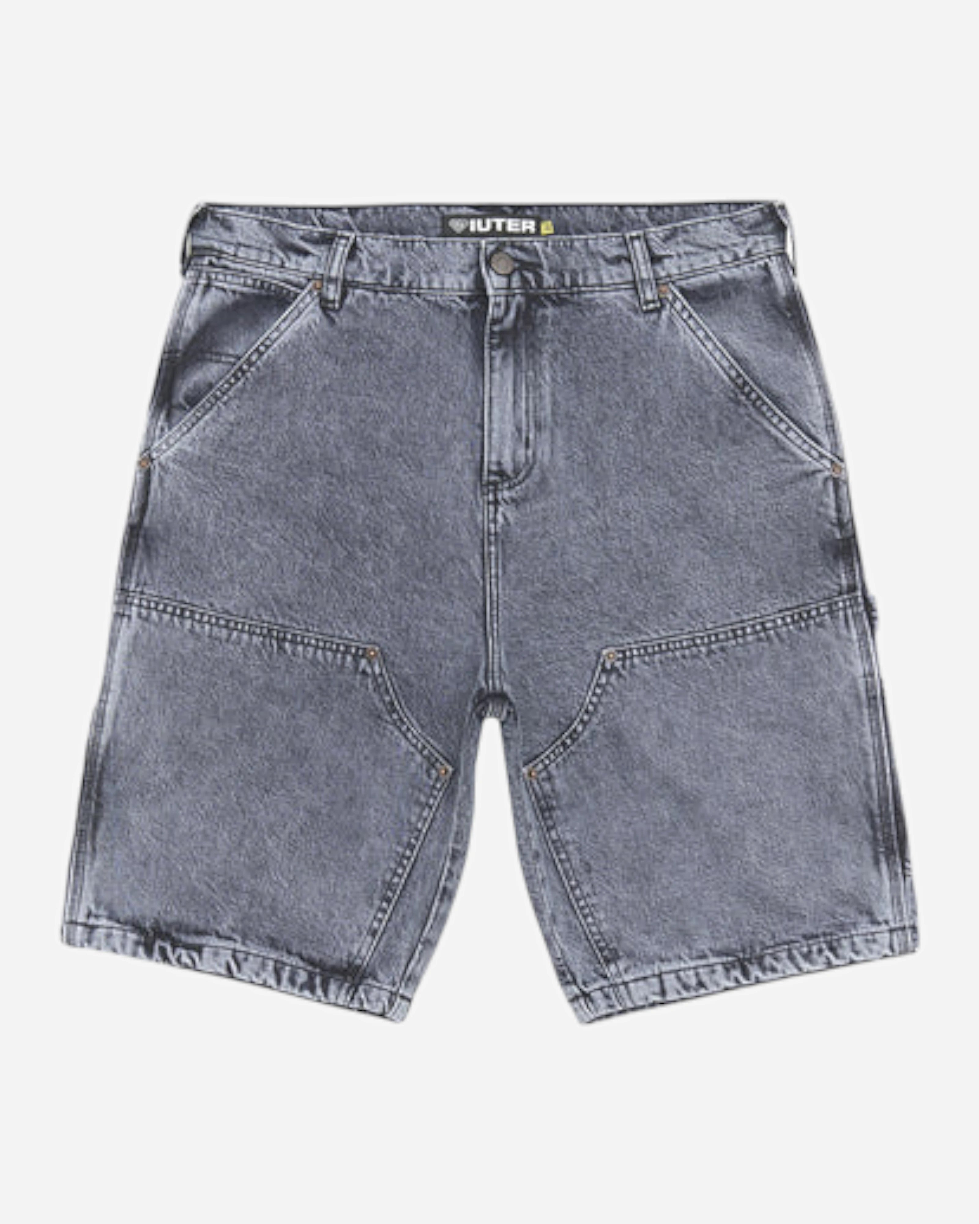 Iuter Double Knee Denim Shorts GreyBleach