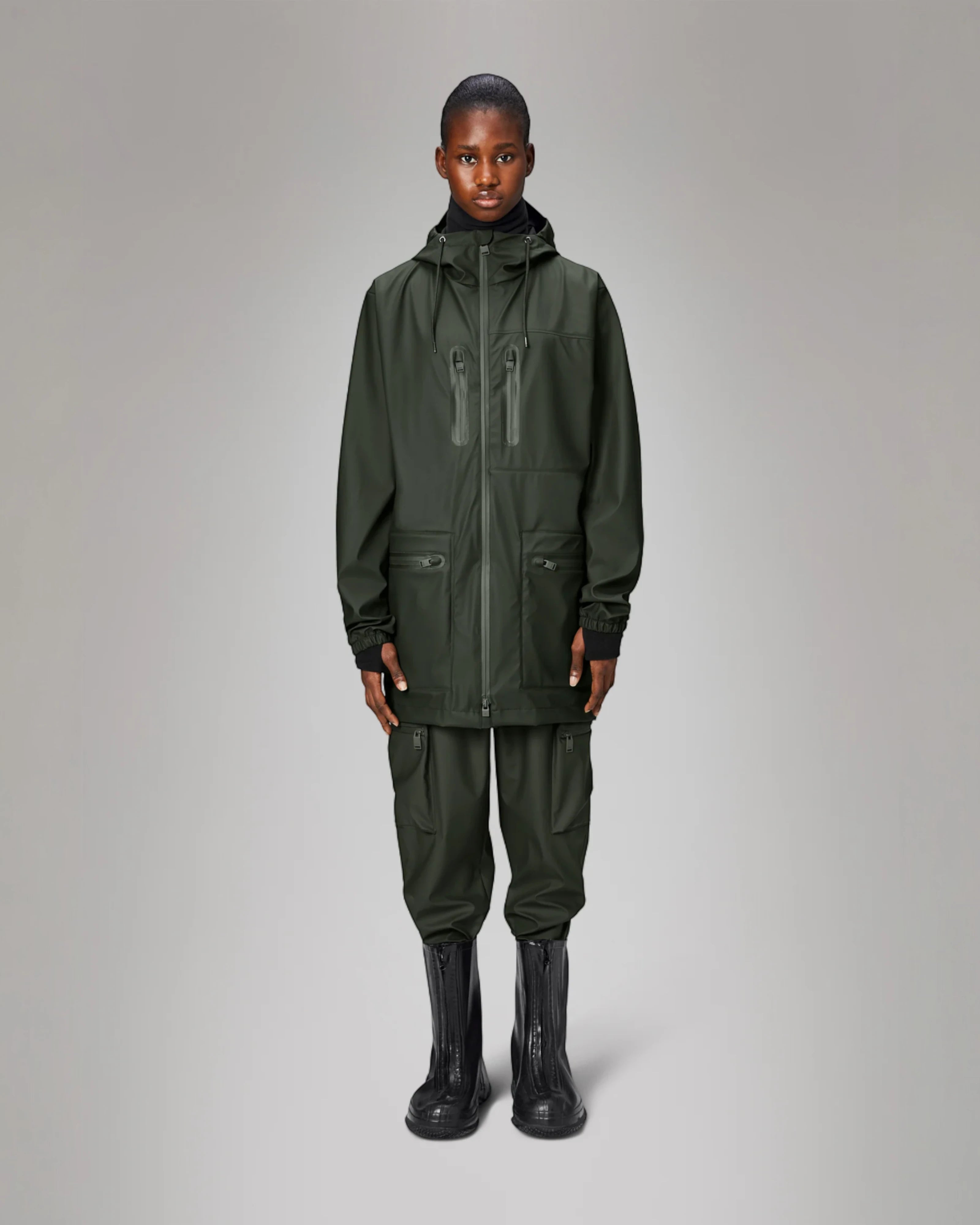 Cargo Long Jacket Dark Green