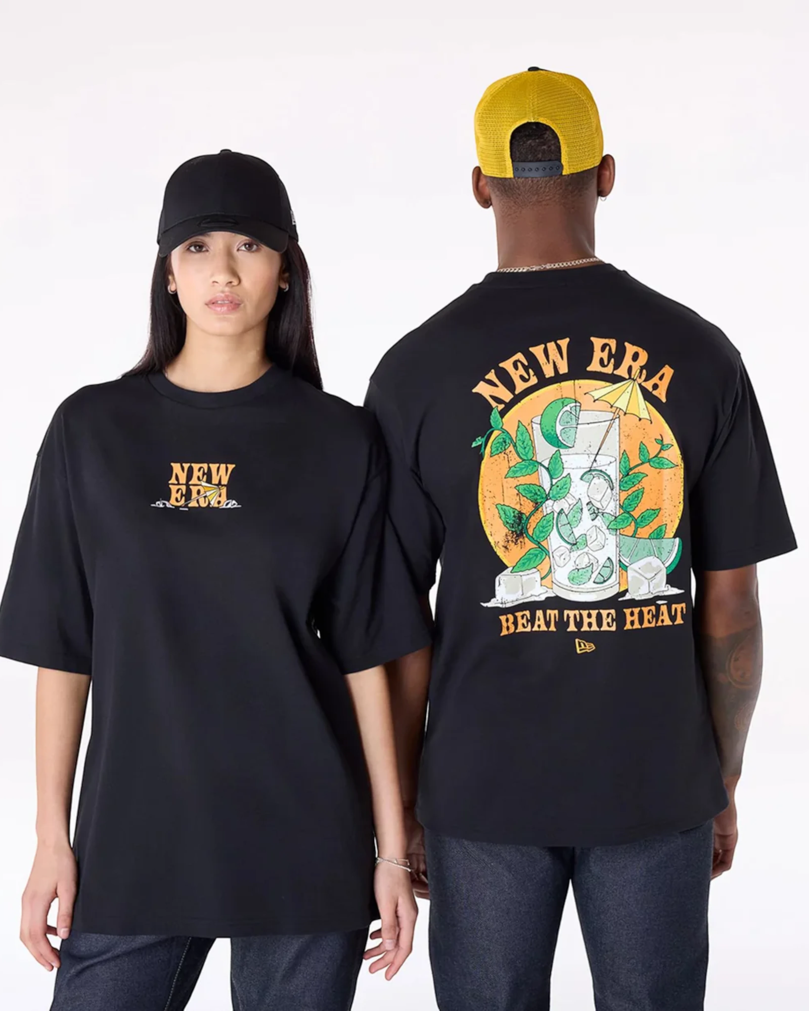 New Era T-Shirt Oversize Drink Graphic Black