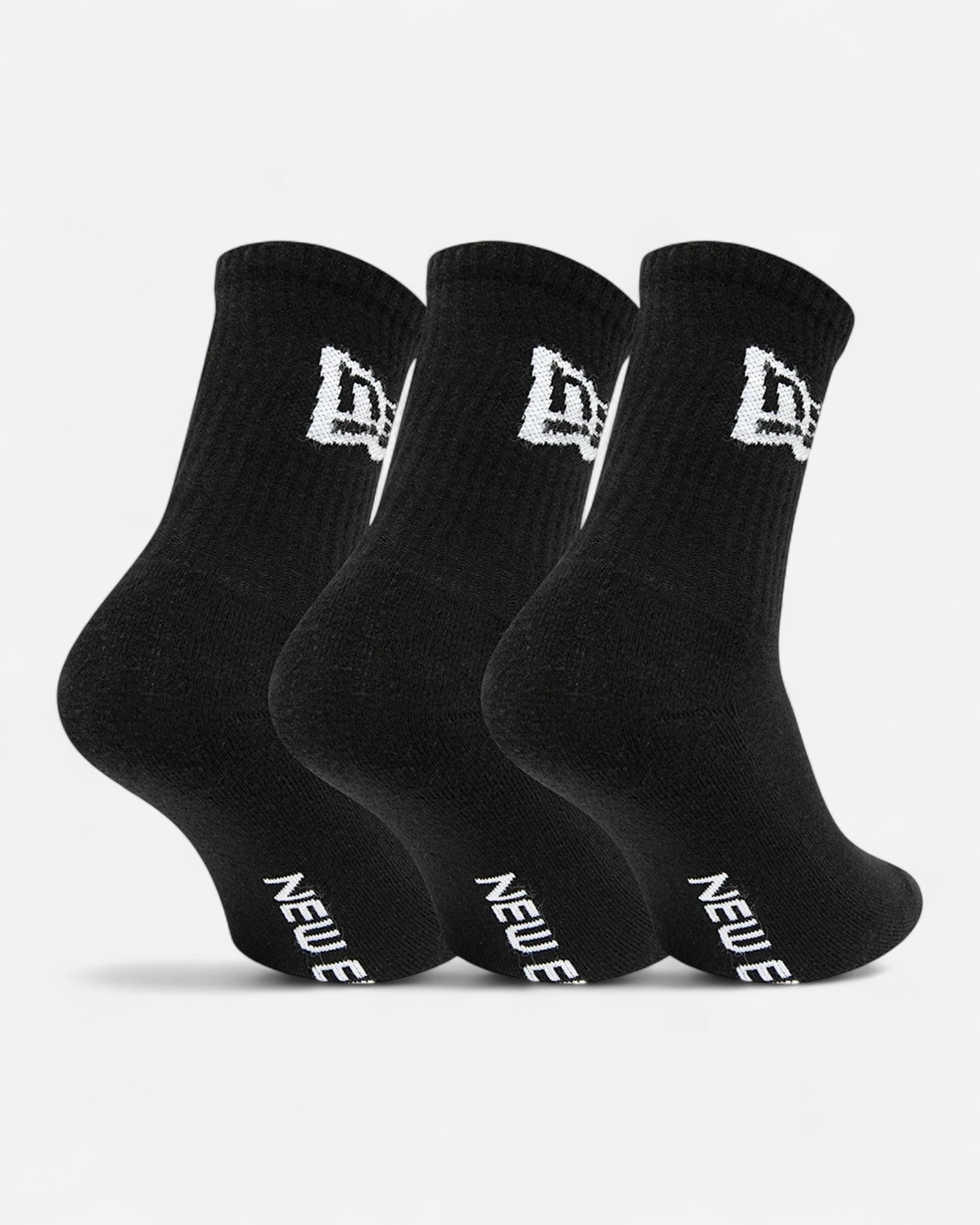 New Era Flag Crew Socks Black 3x Pack