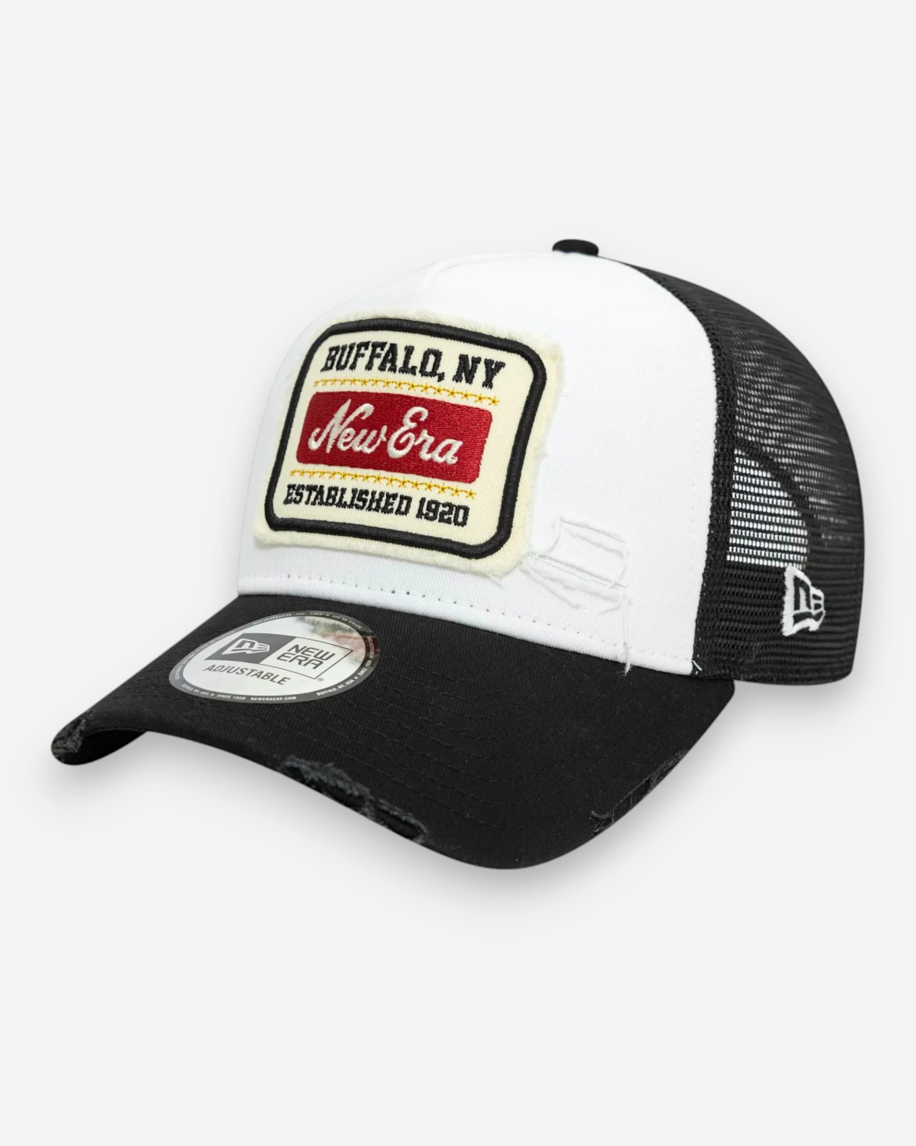 9FORTY A-Frame Trucker New Era Patch Distressed White / Black