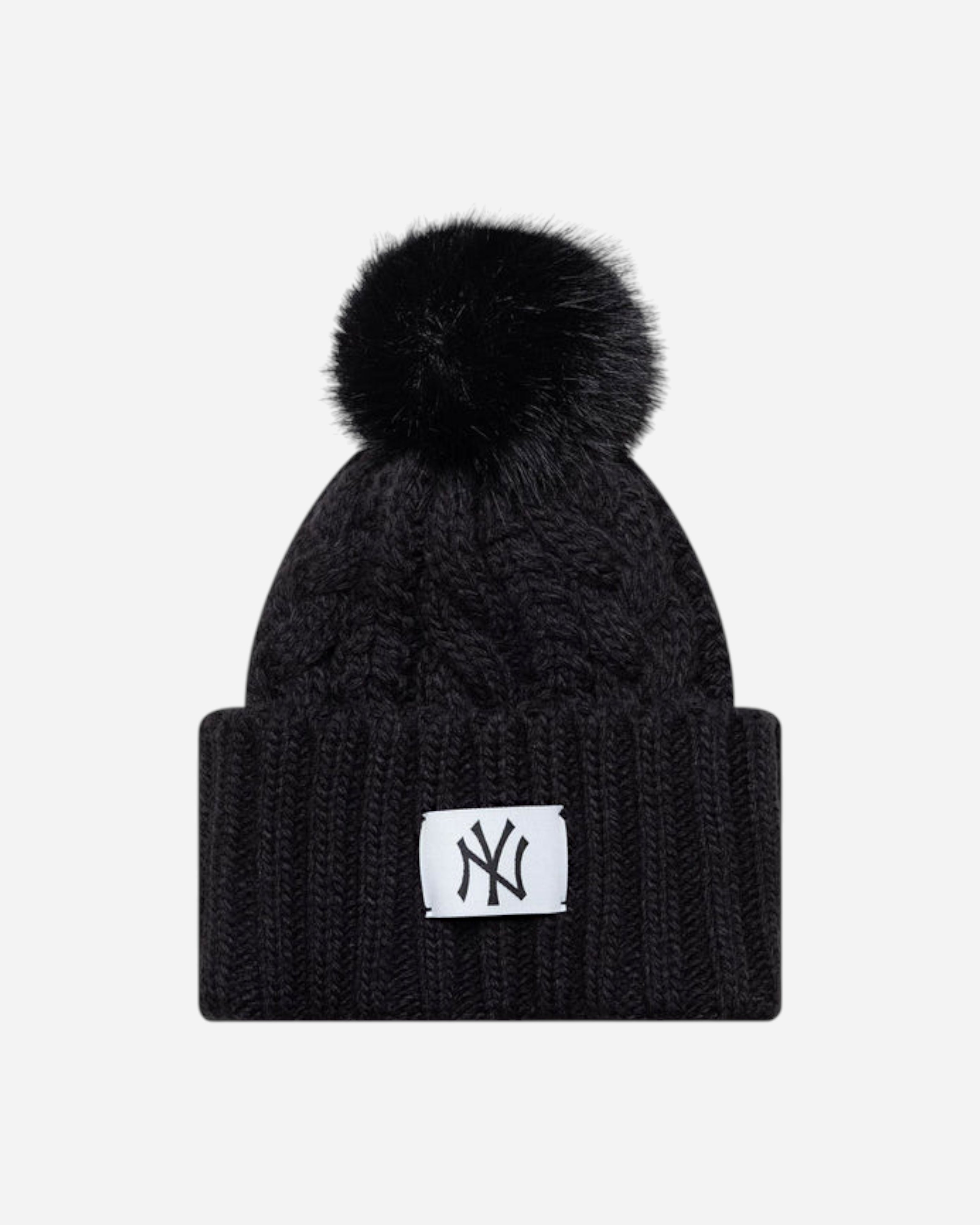 Women NY Yankees Pom Pom Beanie Black
